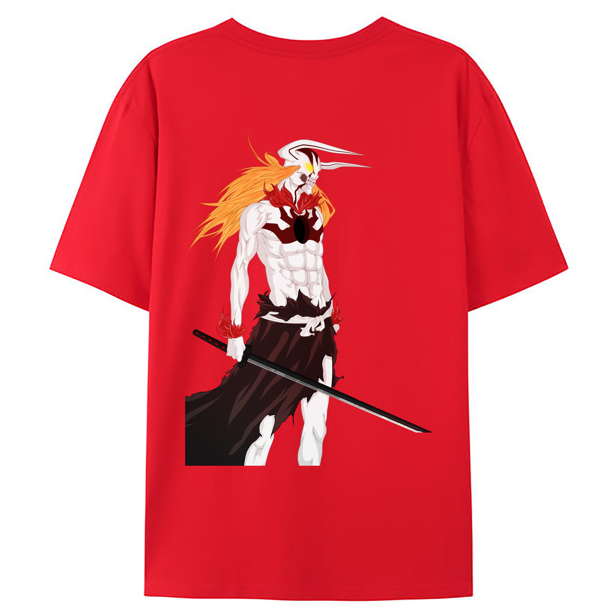 （画像用） ブリーチ 黒崎一護（くろさき いちご）BLEACH Kurosaki Ichigo 綿100％ メンズ半袖Tシャツ（バックプリント） 通気性