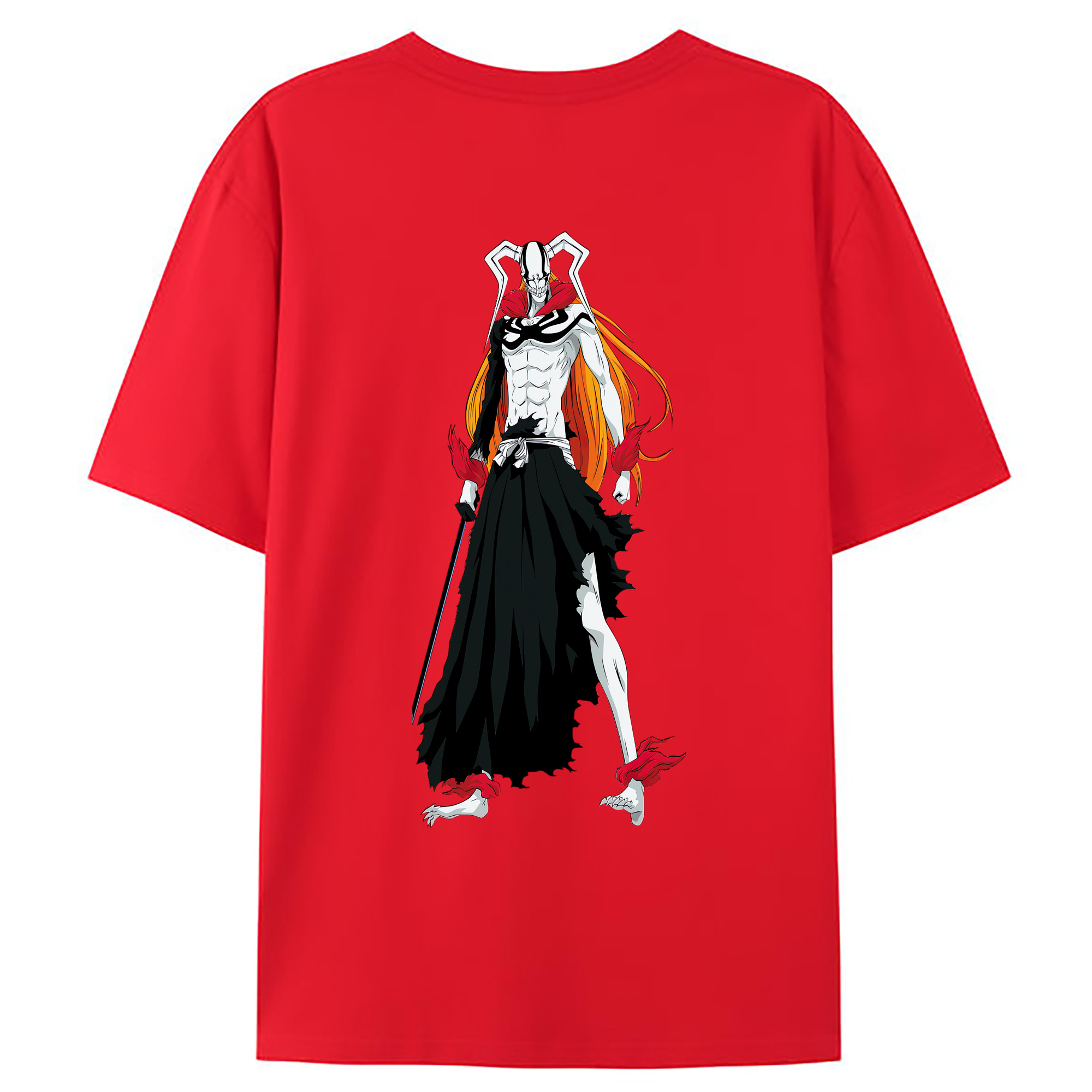 （画像用） ブリーチ 黒崎一護（くろさき いちご）BLEACH Kurosaki Ichigo 綿100％ メンズ半袖Tシャツ（バックプリント） 通気性