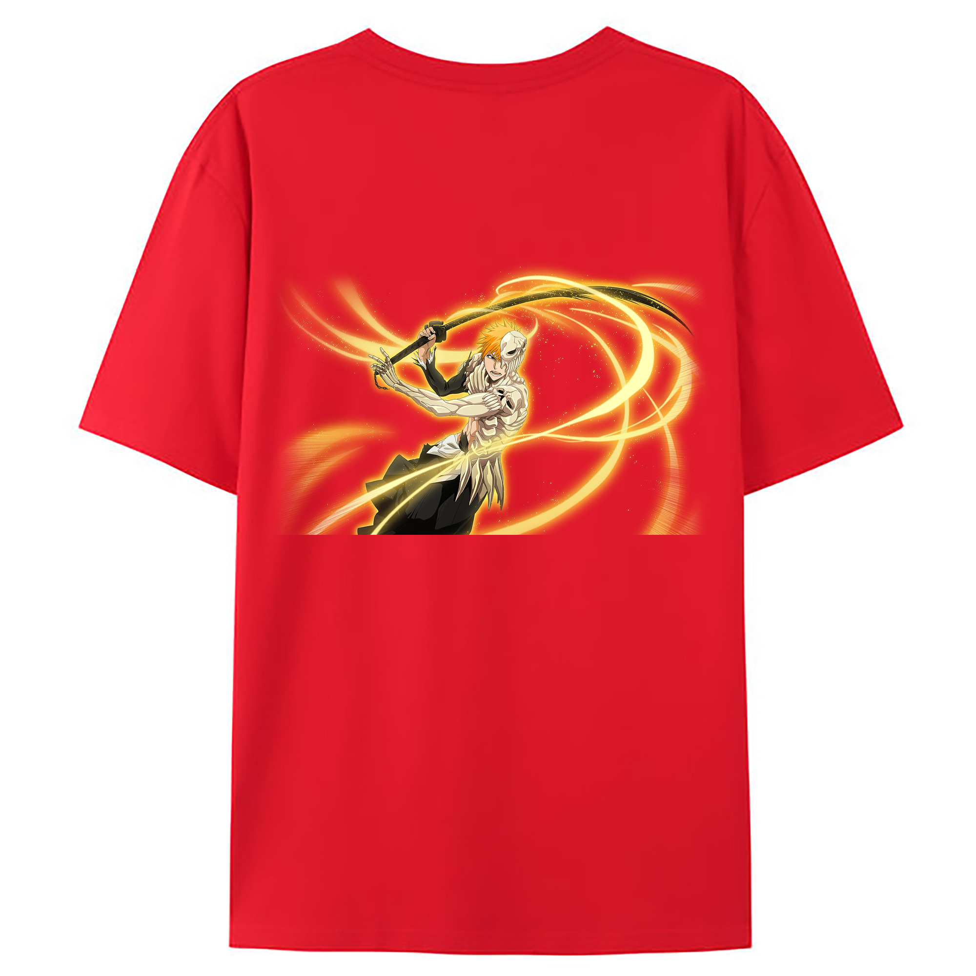 （画像用） ブリーチ 黒崎一護（くろさき いちご）BLEACH Kurosaki Ichigo 綿100％ メンズ半袖Tシャツ（バックプリント） 通気性