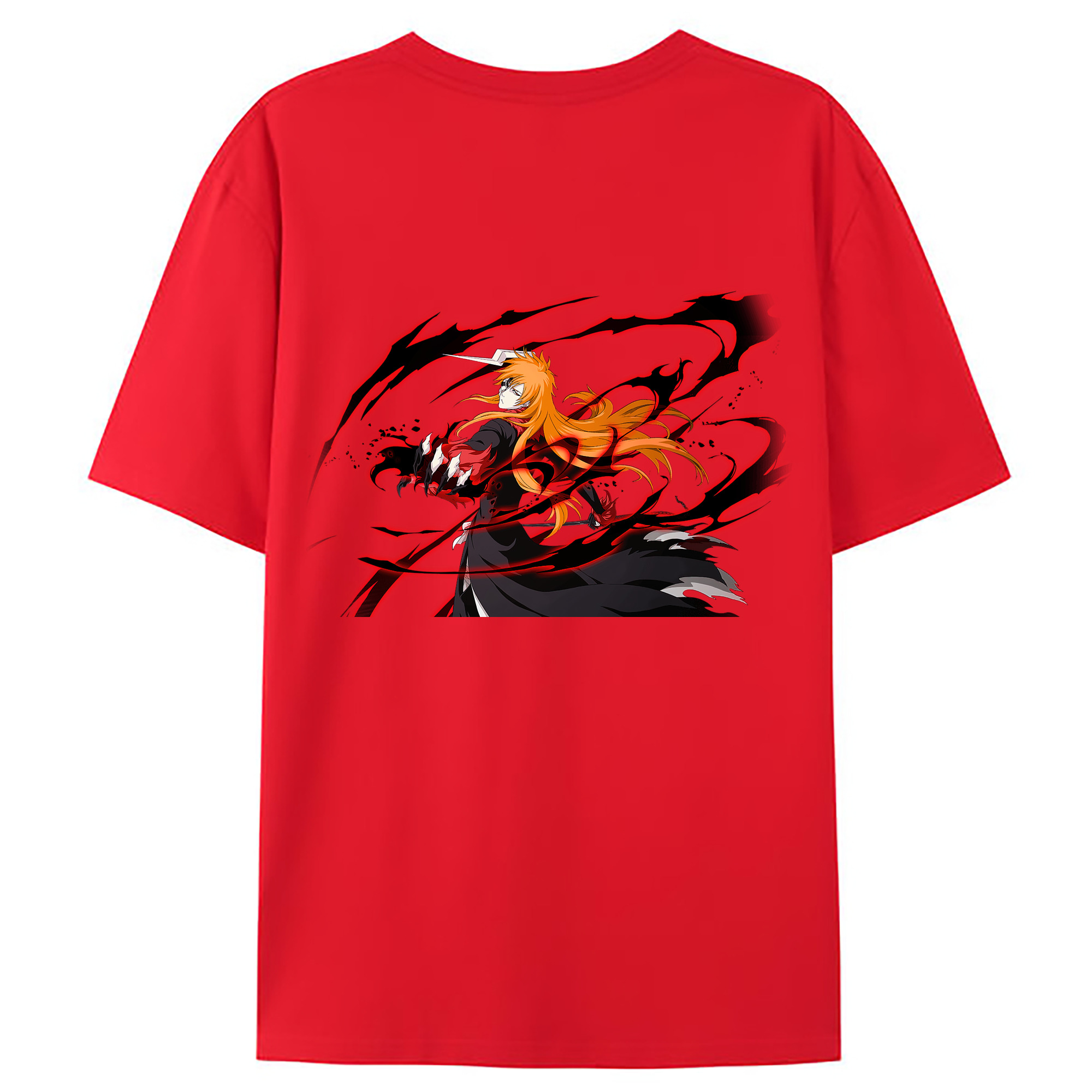 （画像用） ブリーチ 黒崎一護（くろさき いちご）BLEACH Kurosaki Ichigo 綿100％ メンズ半袖Tシャツ（バックプリント） 通気性