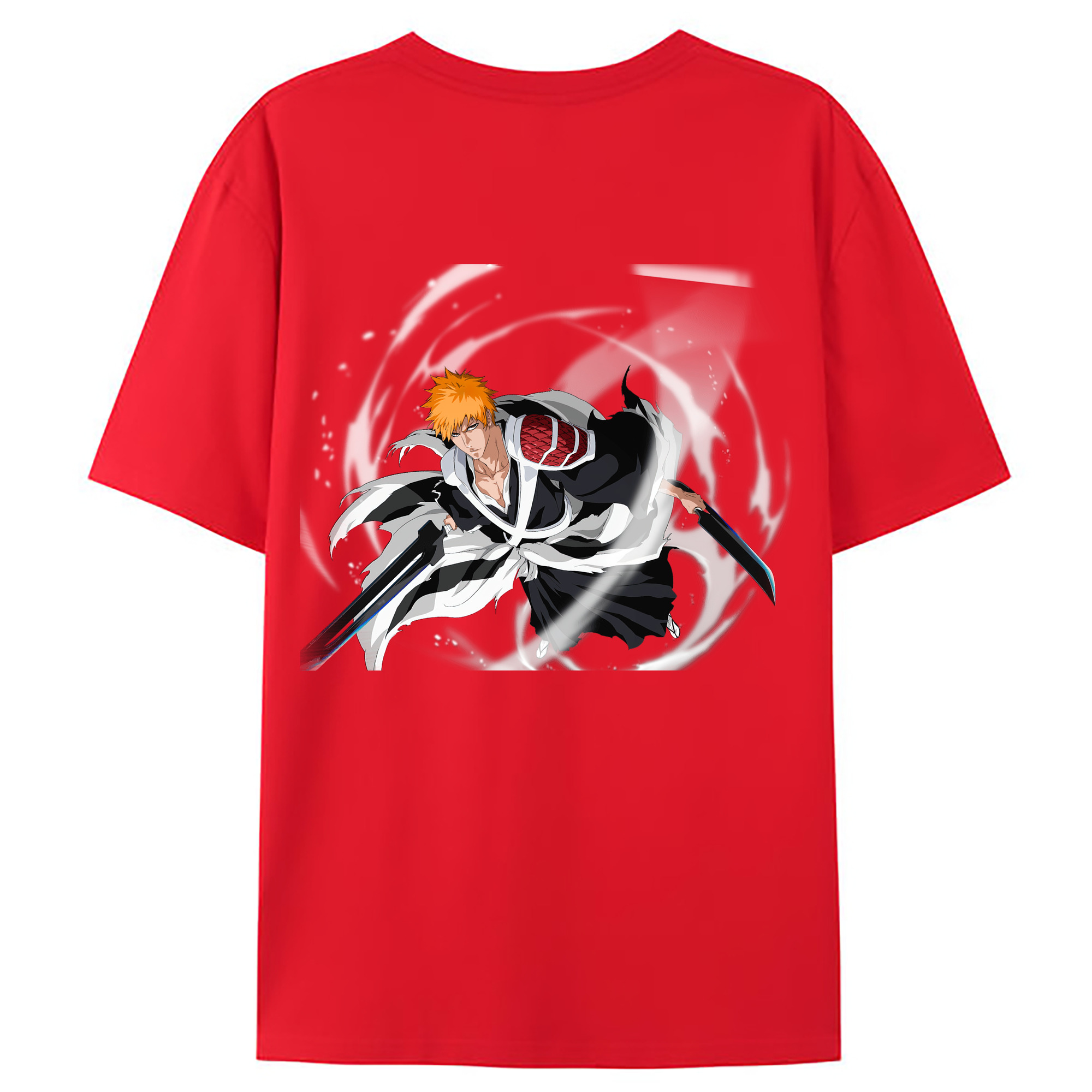 （画像用） ブリーチ 黒崎一護（くろさき いちご）BLEACH Kurosaki Ichigo 綿100％ メンズ半袖Tシャツ（バックプリント） 通気性