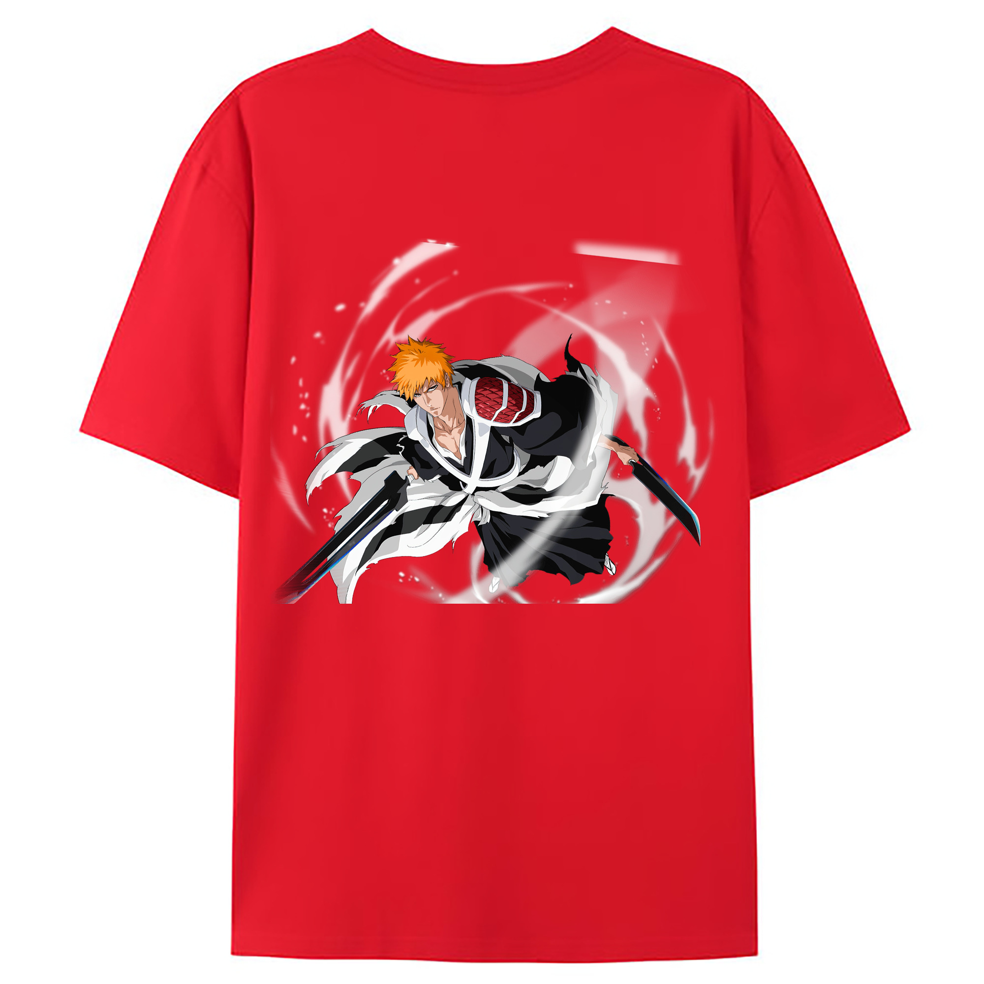 （画像用） ブリーチ 黒崎一護（くろさき いちご）BLEACH Kurosaki Ichigo 綿100％ メンズ半袖Tシャツ（バックプリント） 通気性