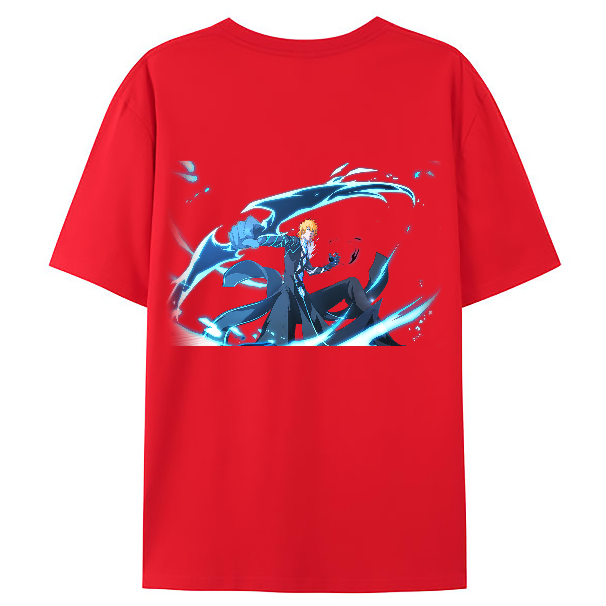 （画像用） ブリーチ 黒崎一護（くろさき いちご）BLEACH Kurosaki Ichigo 綿100％ メンズ半袖Tシャツ（バックプリント） 通気性