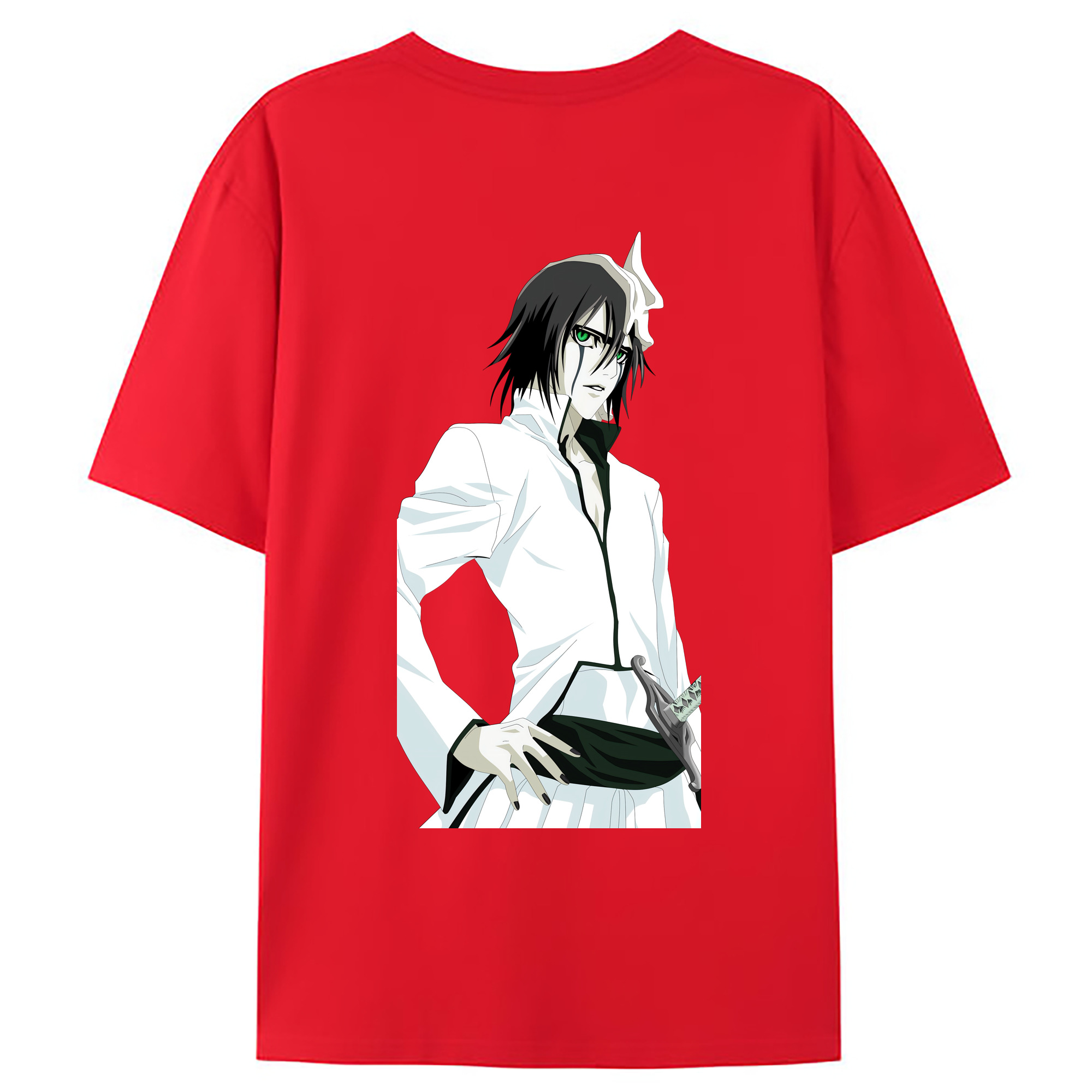 （画像用） ブリーチ ウルキオラ·シファー BLEACH Ulquiorra cifer 綿100％ メンズ半袖Tシャツ（バックプリント） 通気性