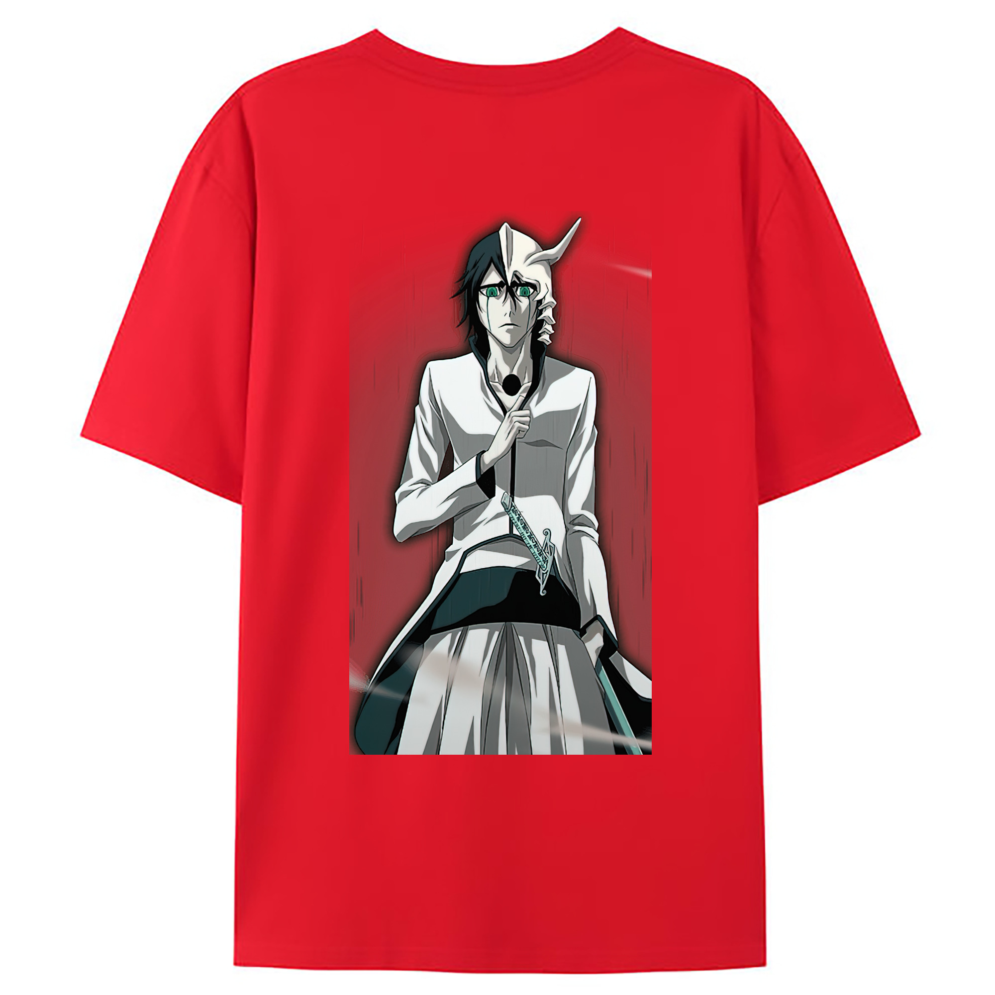 （画像用） ブリーチ ウルキオラ·シファー BLEACH Ulquiorra cifer 綿100％ メンズ半袖Tシャツ（バックプリント） 通気性
