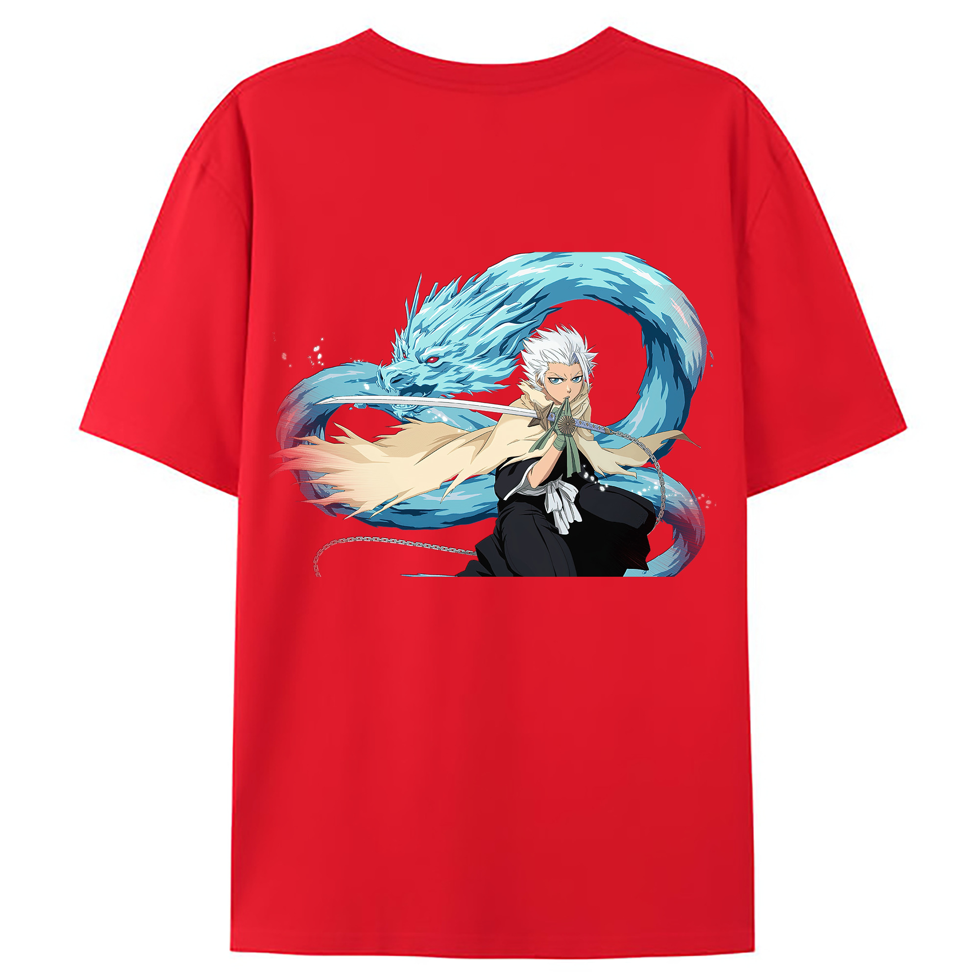 （画像用） ブリーチ 日番谷冬獅郎（ひつがや とうしろう） BLEACH Hitsugaya Toushirou 綿100％ メンズ半袖Tシャツ（バックプリント） 通気性