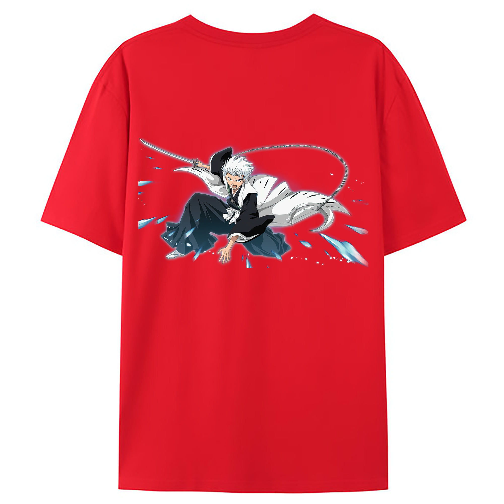 （画像用） ブリーチ 日番谷冬獅郎（ひつがや とうしろう） BLEACH Hitsugaya Toushirou 綿100％ メンズ半袖Tシャツ（バックプリント） 通気性