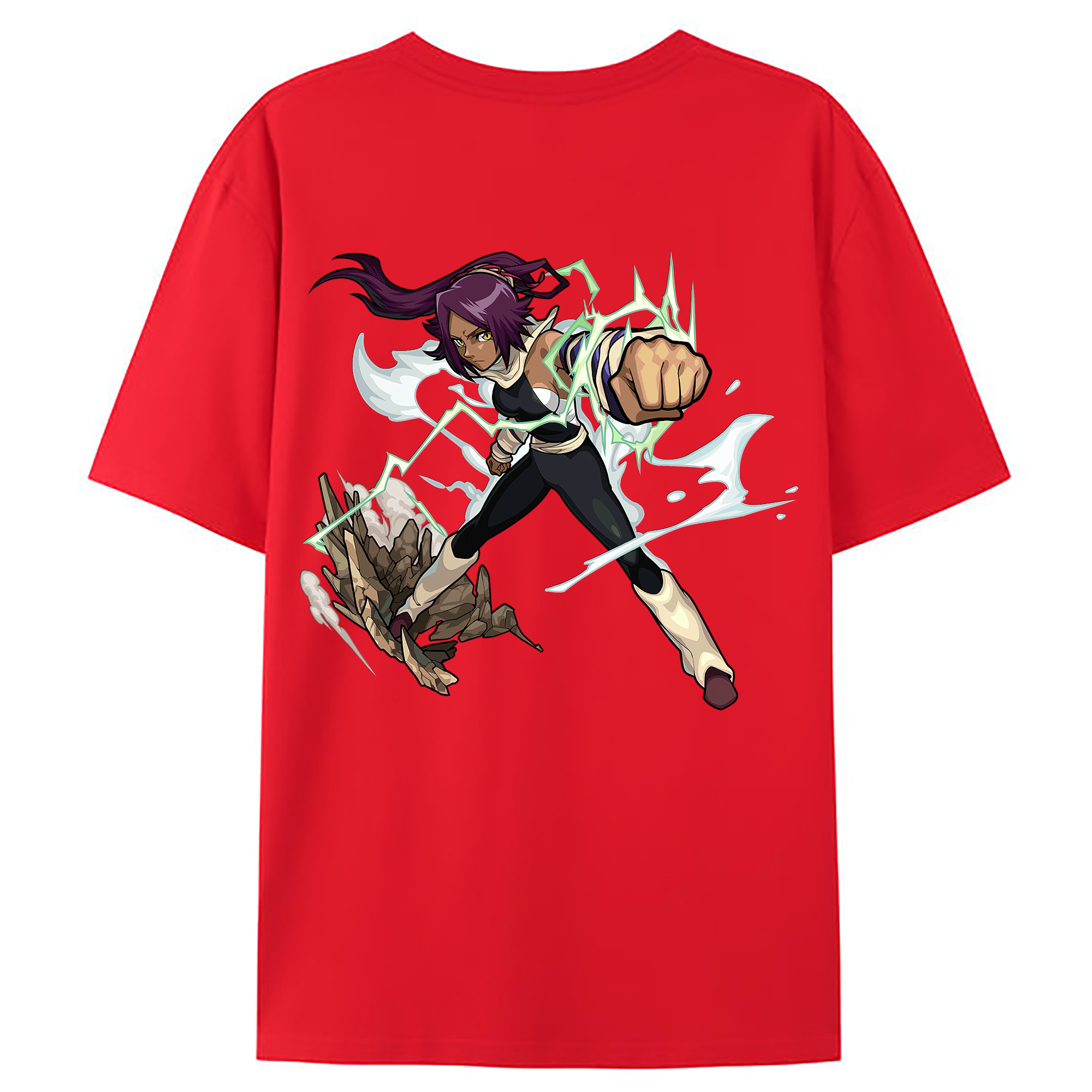 （画像用） ブリーチ 四楓院 夜一（しほういん よるいち） BLEACH Shihouin Yoruichi 綿100％ メンズ半袖Tシャツ（バックプリント） 通気性