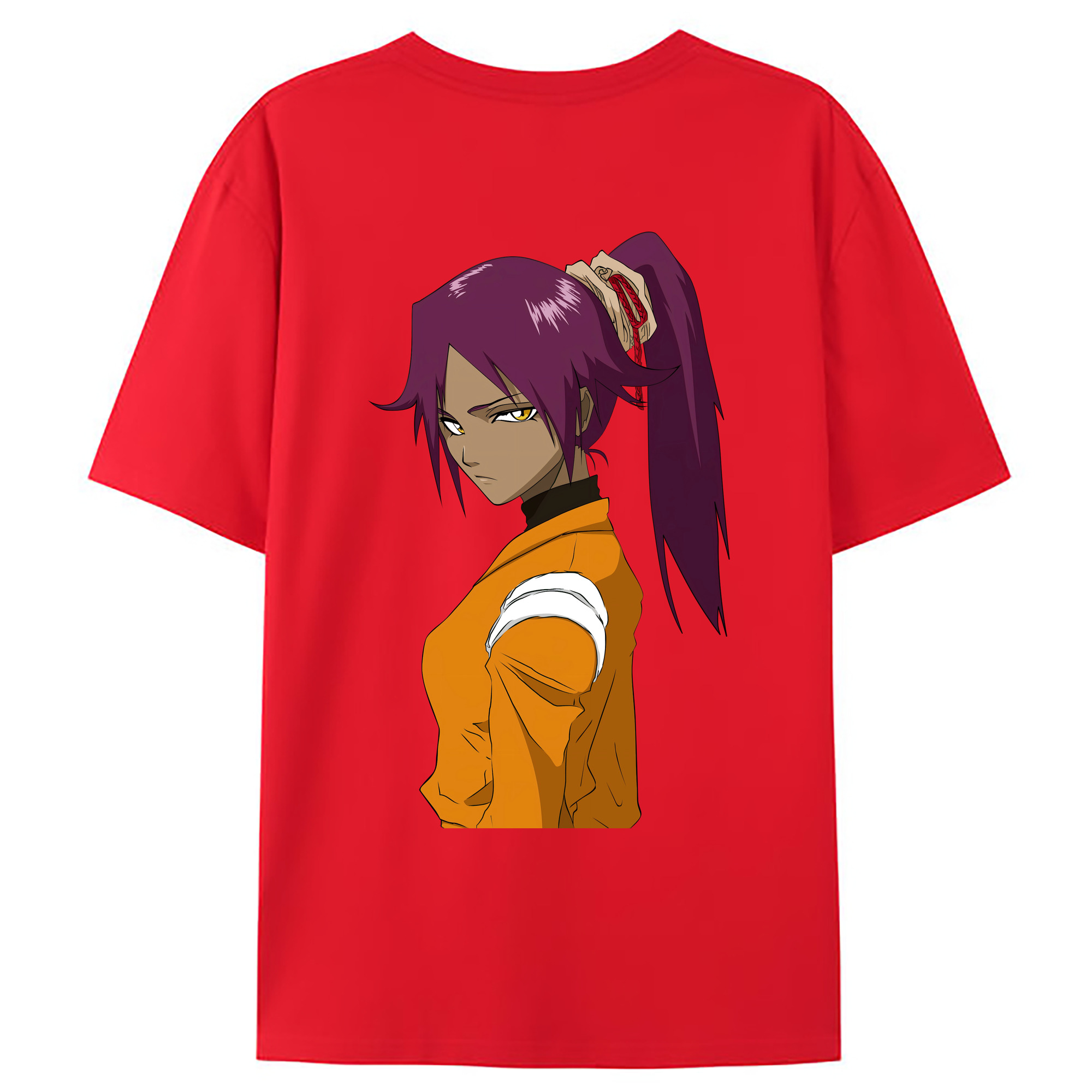 （画像用） ブリーチ 四楓院 夜一（しほういん よるいち） BLEACH Shihouin Yoruichi 綿100％ メンズ半袖Tシャツ（バックプリント） 通気性