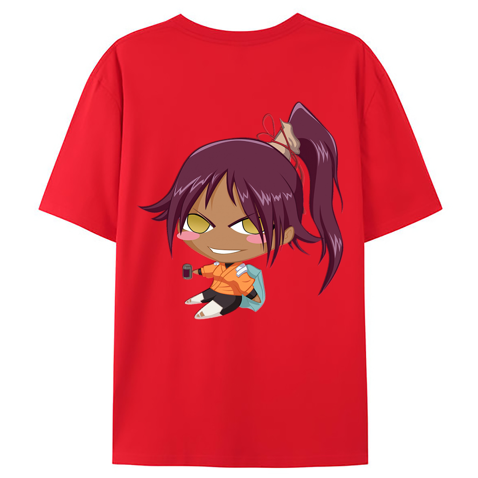 （画像用） ブリーチ 四楓院 夜一（しほういん よるいち） BLEACH Shihouin Yoruichi 綿100％ メンズ半袖Tシャツ（バックプリント） 通気性