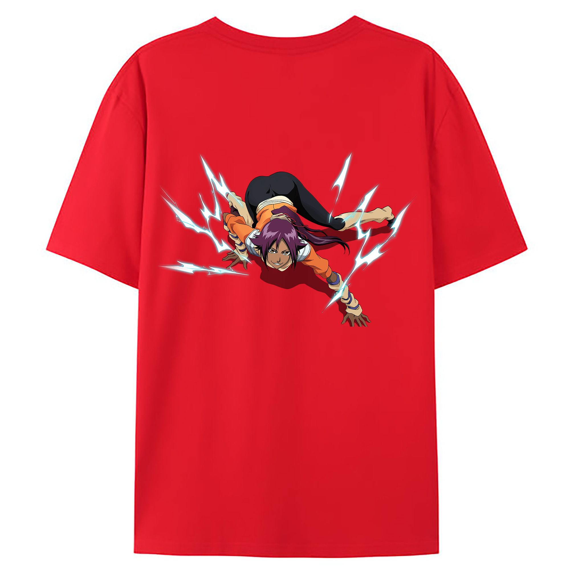 （画像用） ブリーチ 四楓院 夜一（しほういん よるいち） BLEACH Shihouin Yoruichi 綿100％ メンズ半袖Tシャツ（バックプリント） 通気性