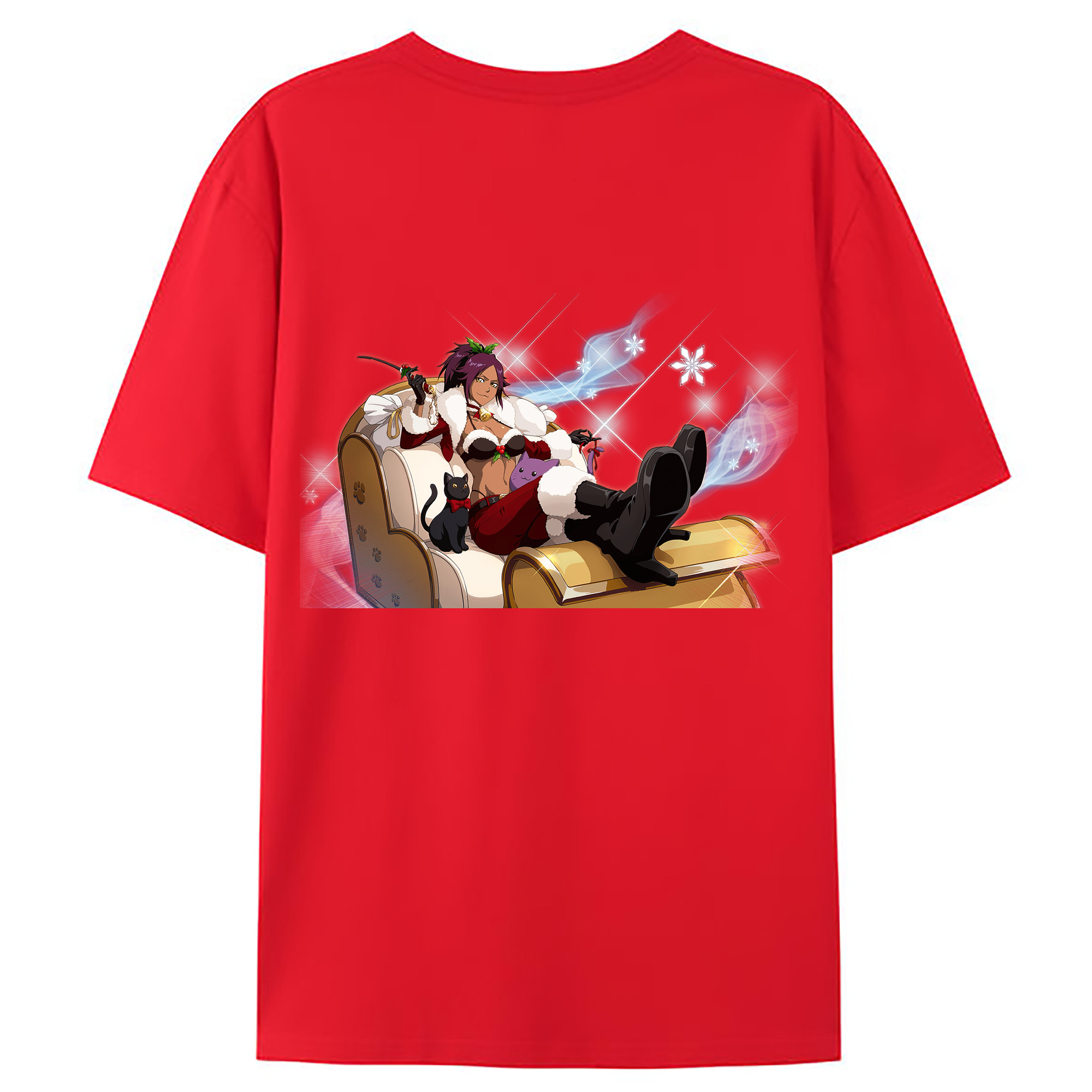 （画像用） ブリーチ 四楓院 夜一（しほういん よるいち） BLEACH Shihouin Yoruichi 綿100％ メンズ半袖Tシャツ（バックプリント） 通気性