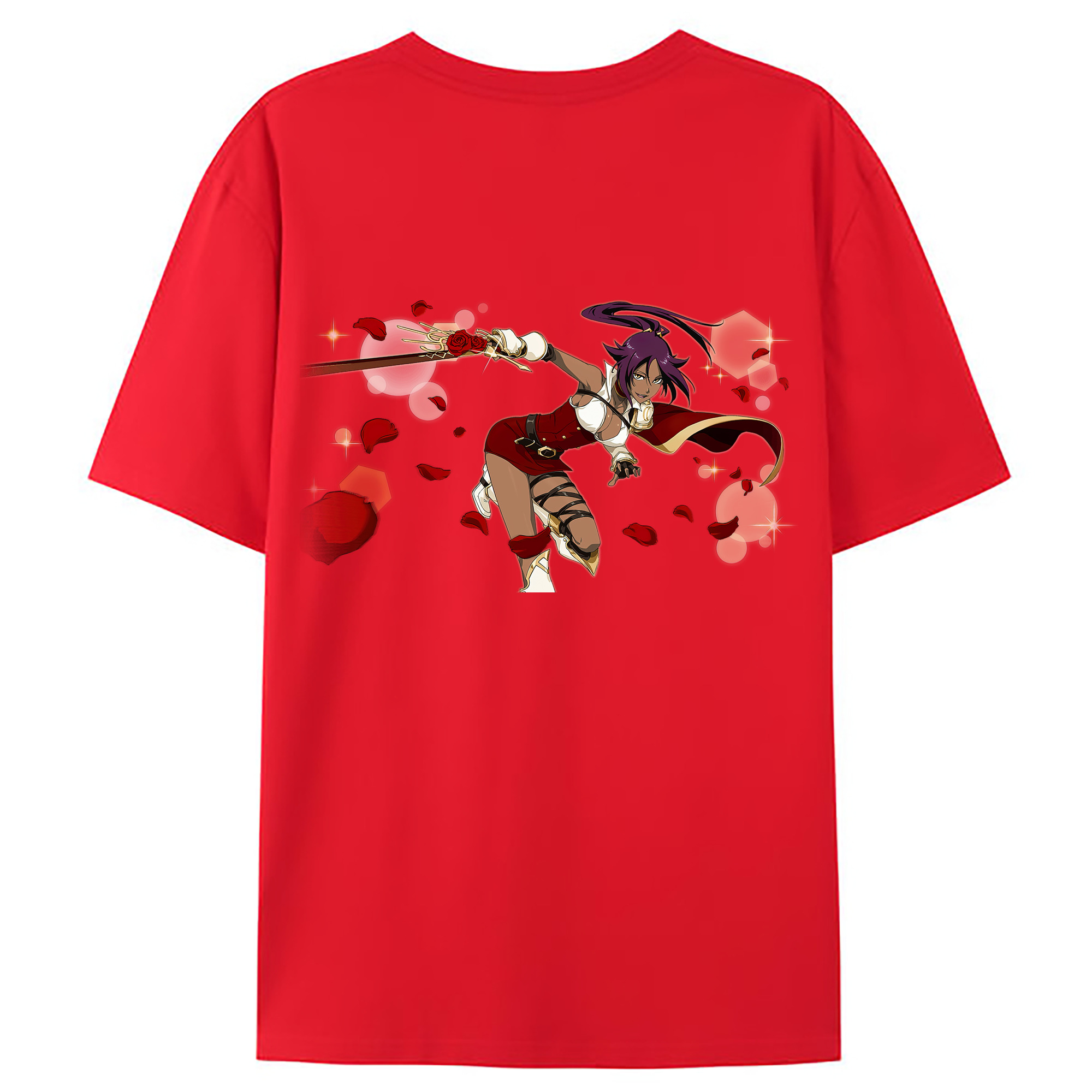 （画像用） ブリーチ 四楓院 夜一（しほういん よるいち） BLEACH Shihouin Yoruichi 綿100％ メンズ半袖Tシャツ（バックプリント） 通気性