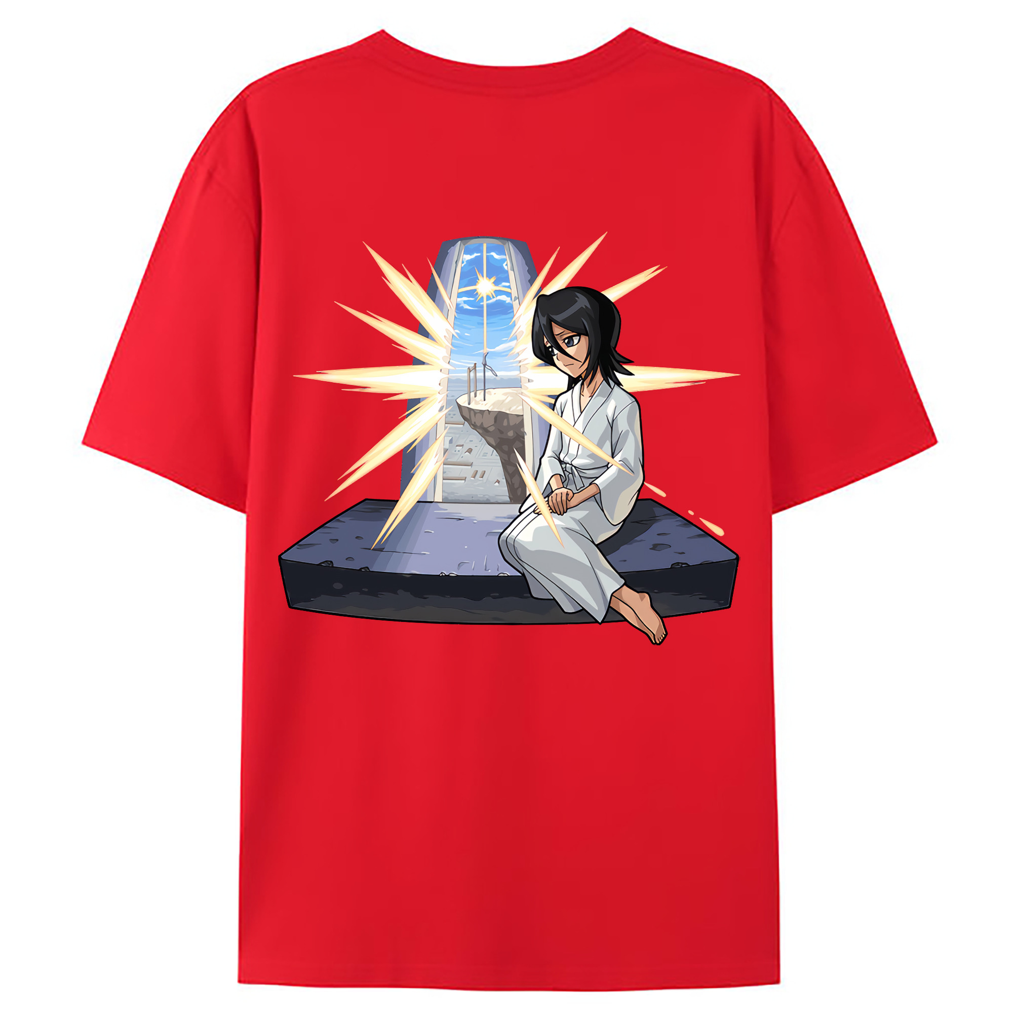 （画像用） ブリーチ 朽木ルキア BLEACH Kuchiki Rukia 綿100％ メンズ半袖Tシャツ（バックプリント） 通気性