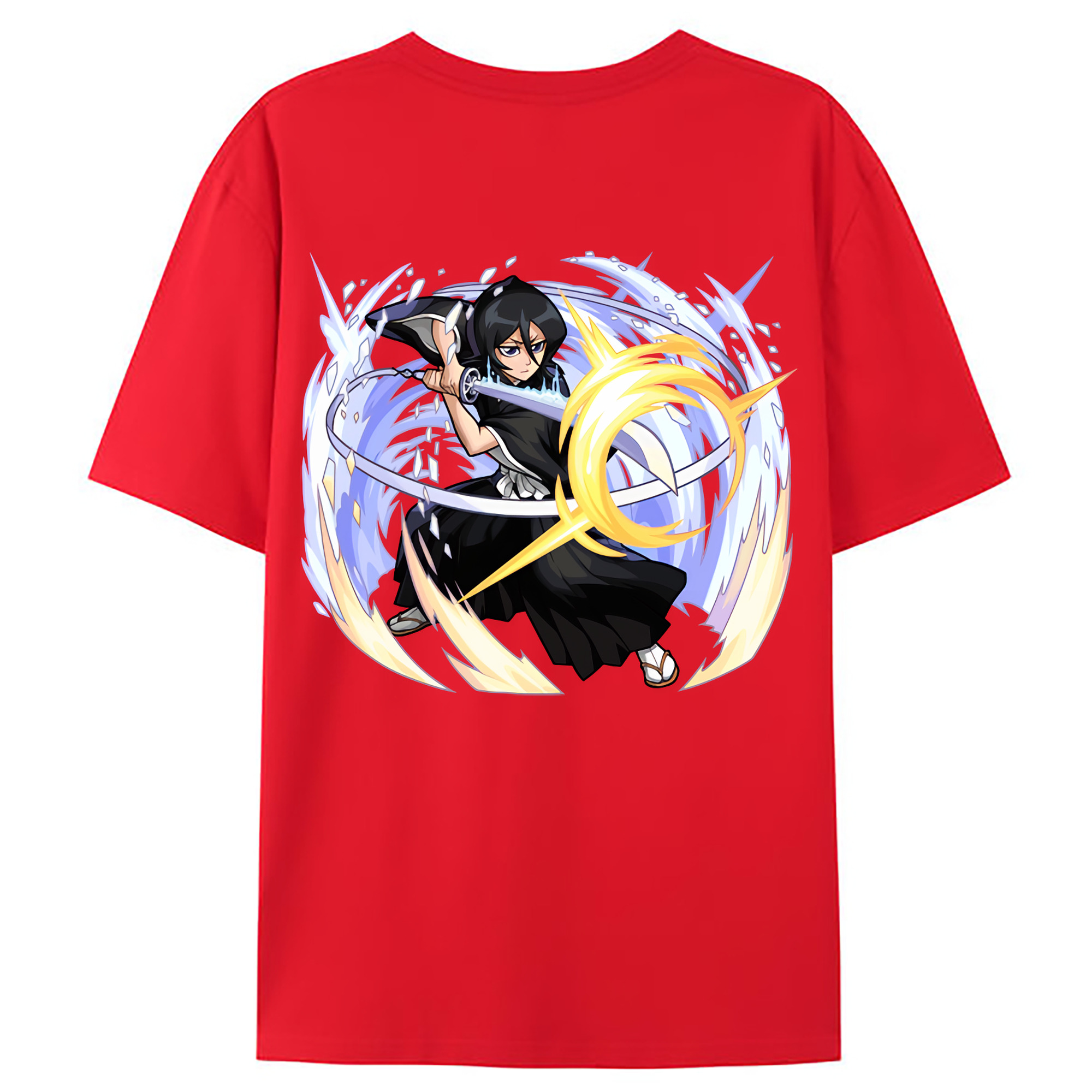 （画像用） ブリーチ 朽木ルキア BLEACH Kuchiki Rukia 綿100％ メンズ半袖Tシャツ（バックプリント） 通気性