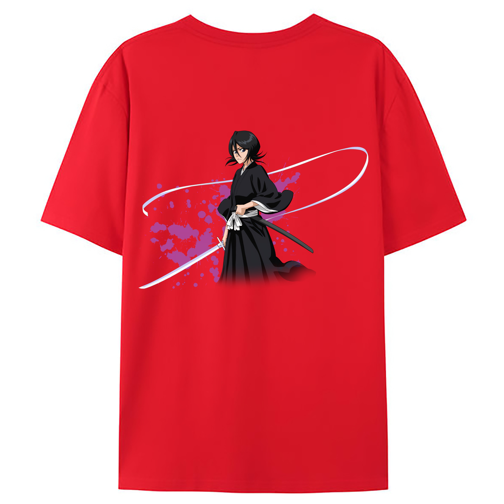 （画像用） ブリーチ 朽木ルキア BLEACH Kuchiki Rukia 綿100％ メンズ半袖Tシャツ（バックプリント） 通気性