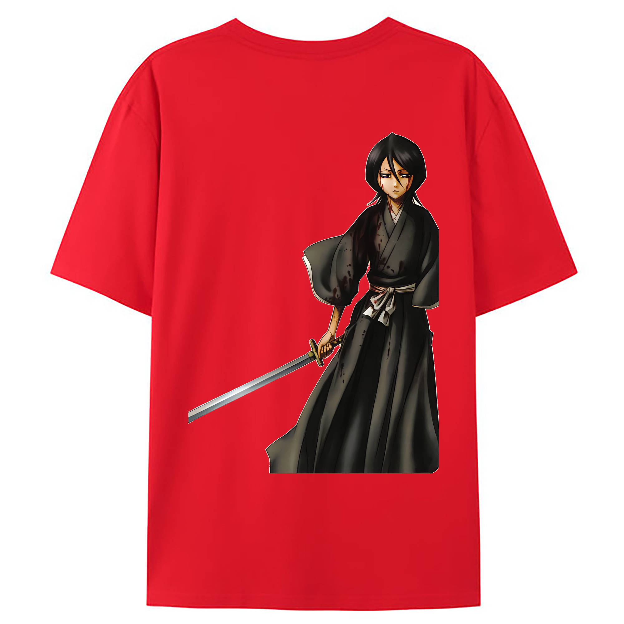 （画像用） ブリーチ 朽木ルキア BLEACH Kuchiki Rukia 綿100％ メンズ半袖Tシャツ（バックプリント） 通気性