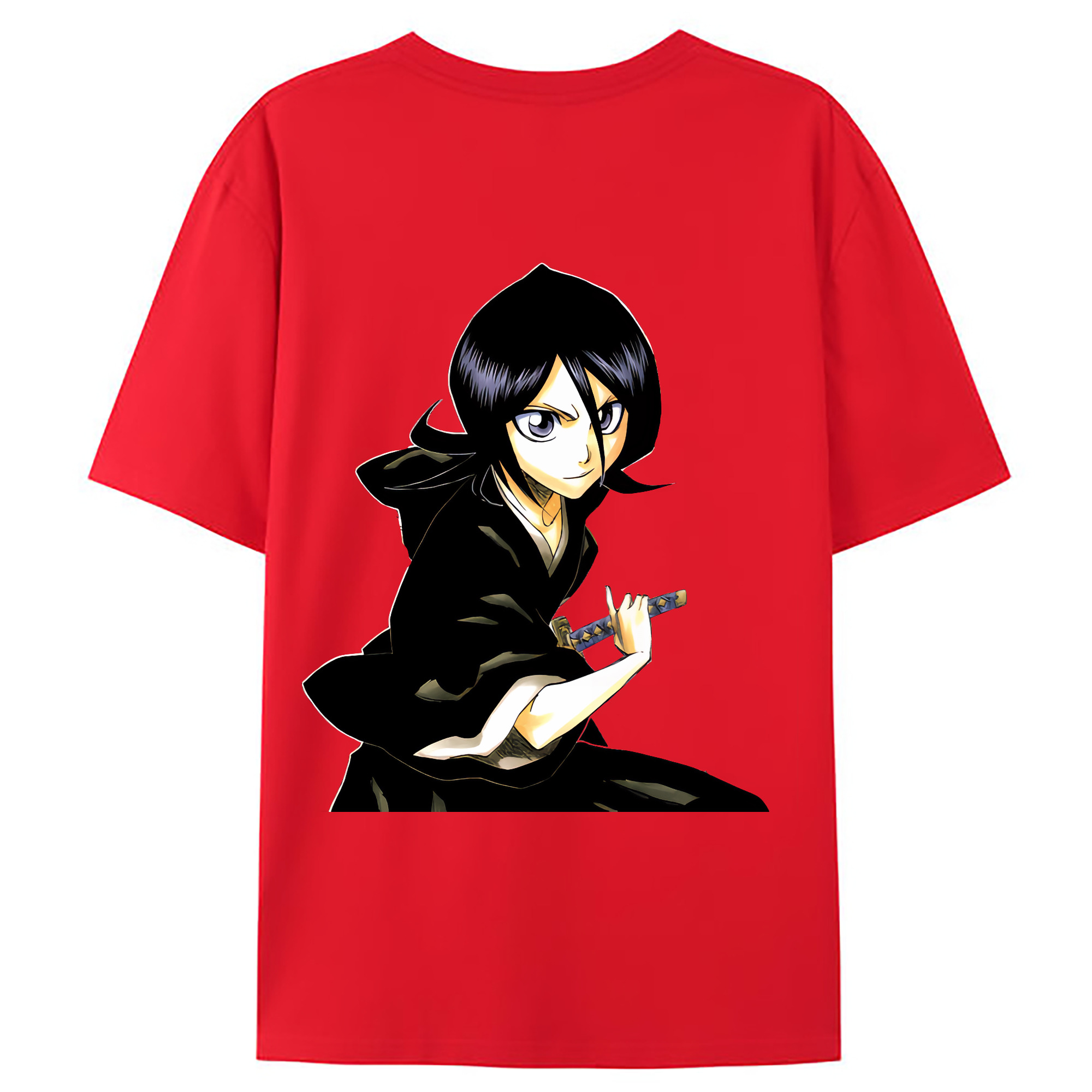 （画像用） ブリーチ 朽木ルキア BLEACH Kuchiki Rukia 綿100％ メンズ半袖Tシャツ（バックプリント） 通気性