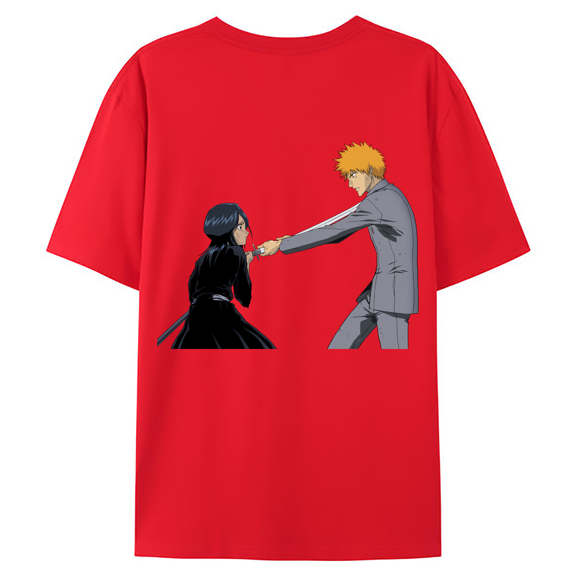 （画像用） ブリーチ 朽木ルキア BLEACH Kuchiki Rukia 綿100％ メンズ半袖Tシャツ（バックプリント） 通気性