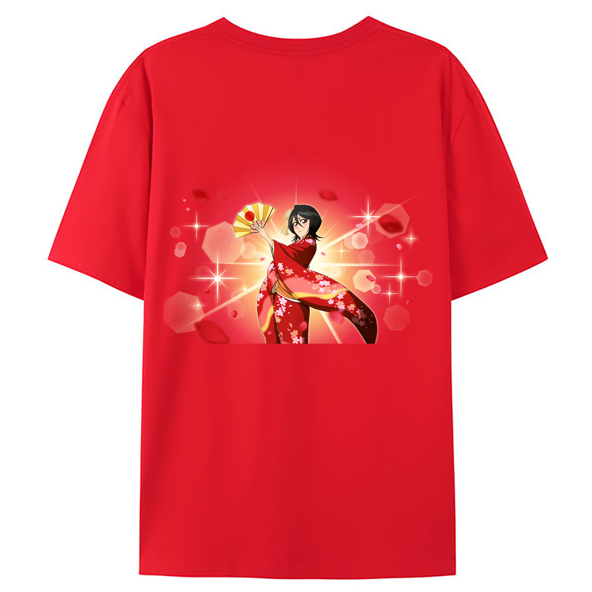 （画像用） ブリーチ 朽木ルキア BLEACH Kuchiki Rukia 綿100％ メンズ半袖Tシャツ（バックプリント） 通気性