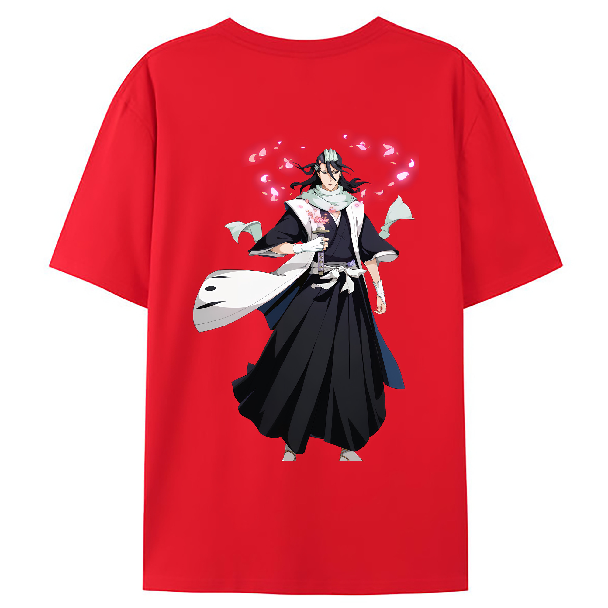 （画像用） ブリーチ くちき びゃくや BLEACH Kuchiki Byakuya 綿100％ メンズ半袖Tシャツ（バックプリント） 通気性