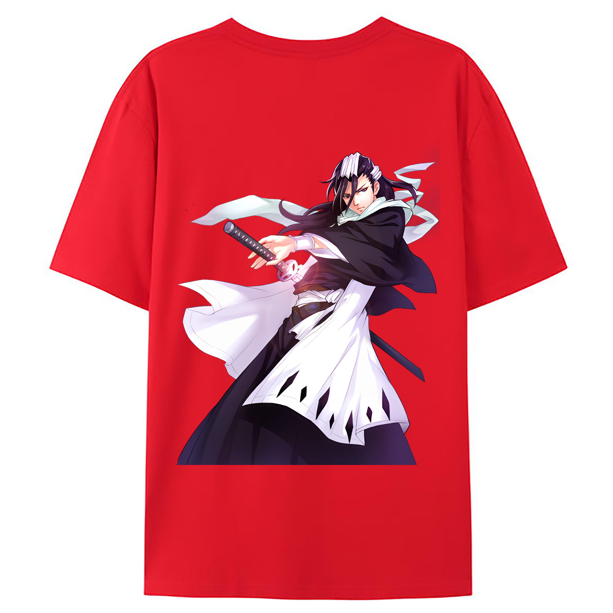 （画像用） ブリーチ くちき びゃくや BLEACH Kuchiki Byakuya 綿100％ メンズ半袖Tシャツ（バックプリント） 通気性