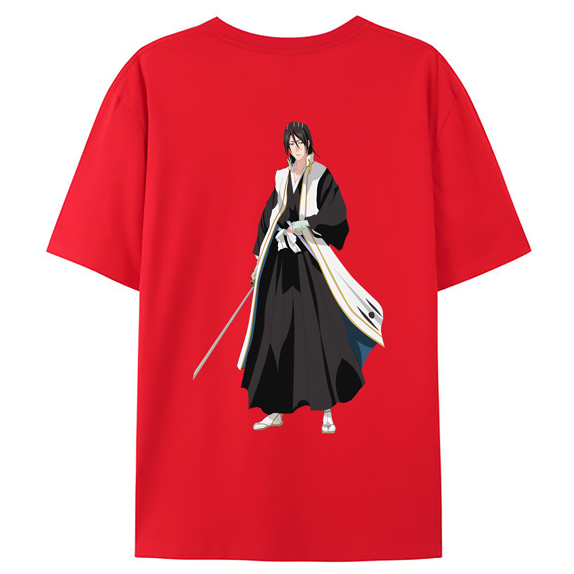 （画像用） ブリーチ くちき びゃくや BLEACH Kuchiki Byakuya 綿100％ メンズ半袖Tシャツ（バックプリント） 通気性