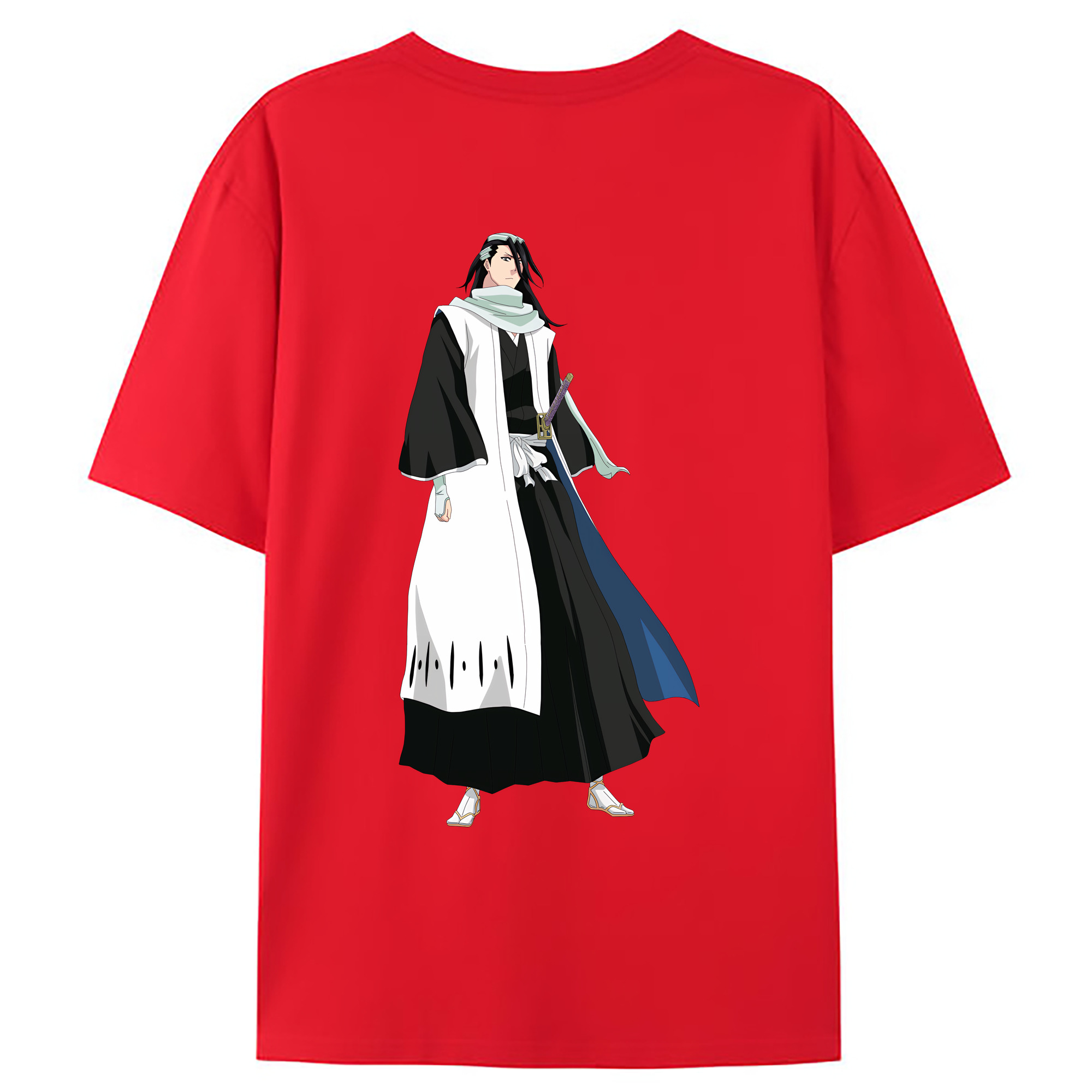 （画像用） ブリーチ くちき びゃくや BLEACH Kuchiki Byakuya 綿100％ メンズ半袖Tシャツ（バックプリント） 通気性