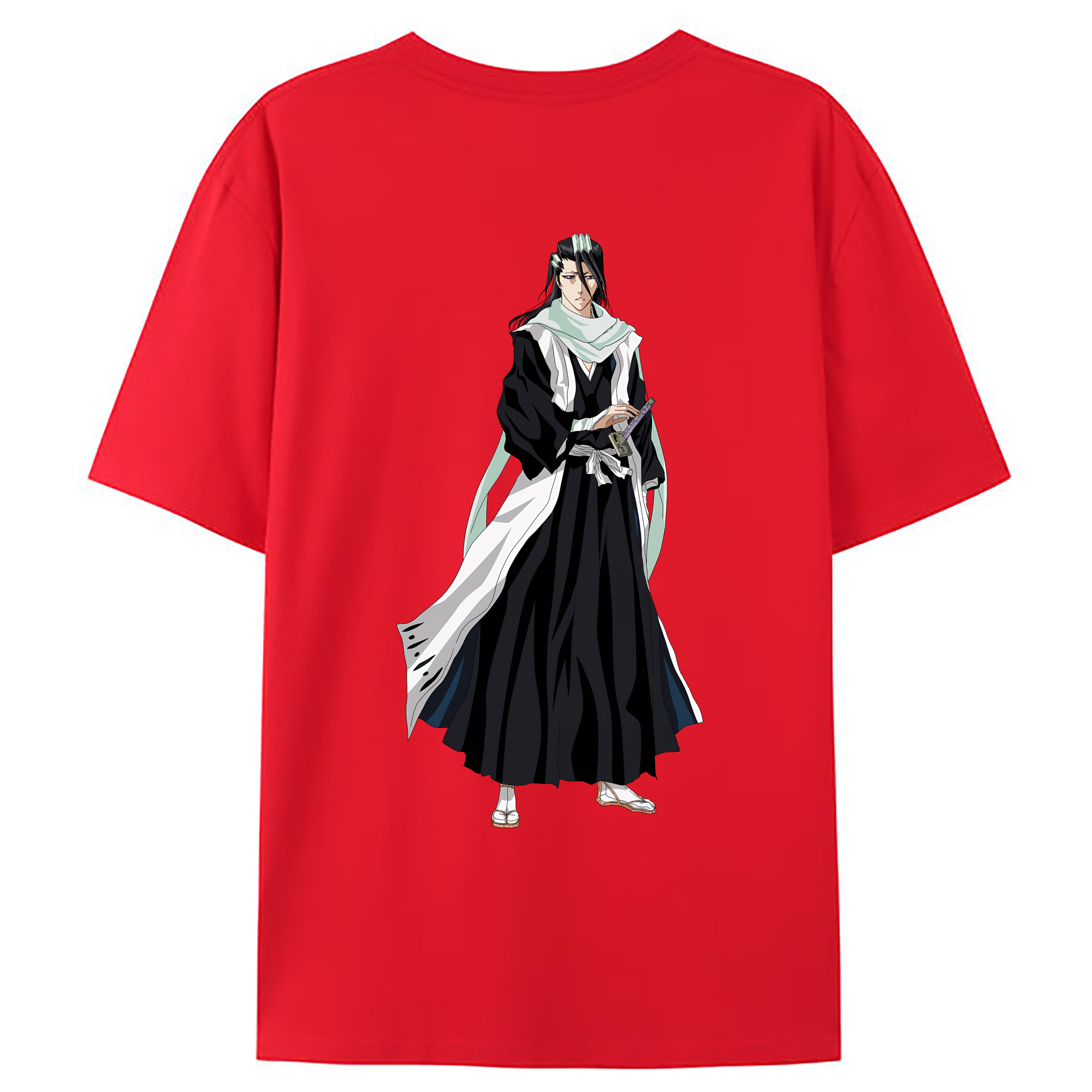 （画像用） ブリーチ くちき びゃくや BLEACH Kuchiki Byakuya 綿100％ メンズ半袖Tシャツ（バックプリント） 通気性