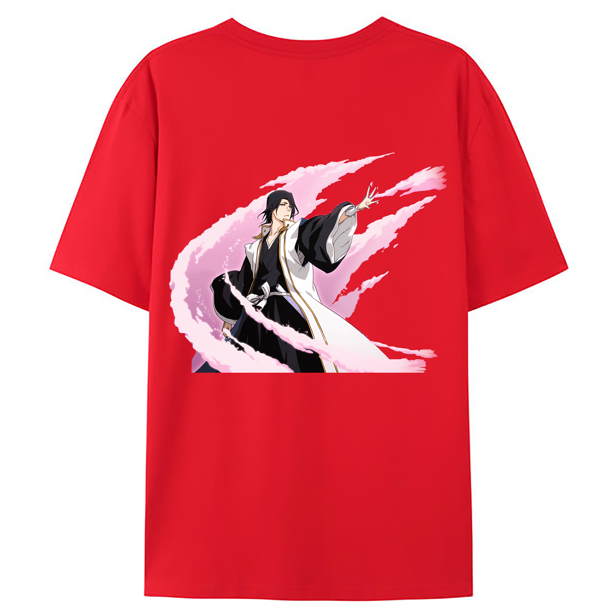 （画像用） ブリーチ くちき びゃくや BLEACH Kuchiki Byakuya 綿100％ メンズ半袖Tシャツ（バックプリント） 通気性