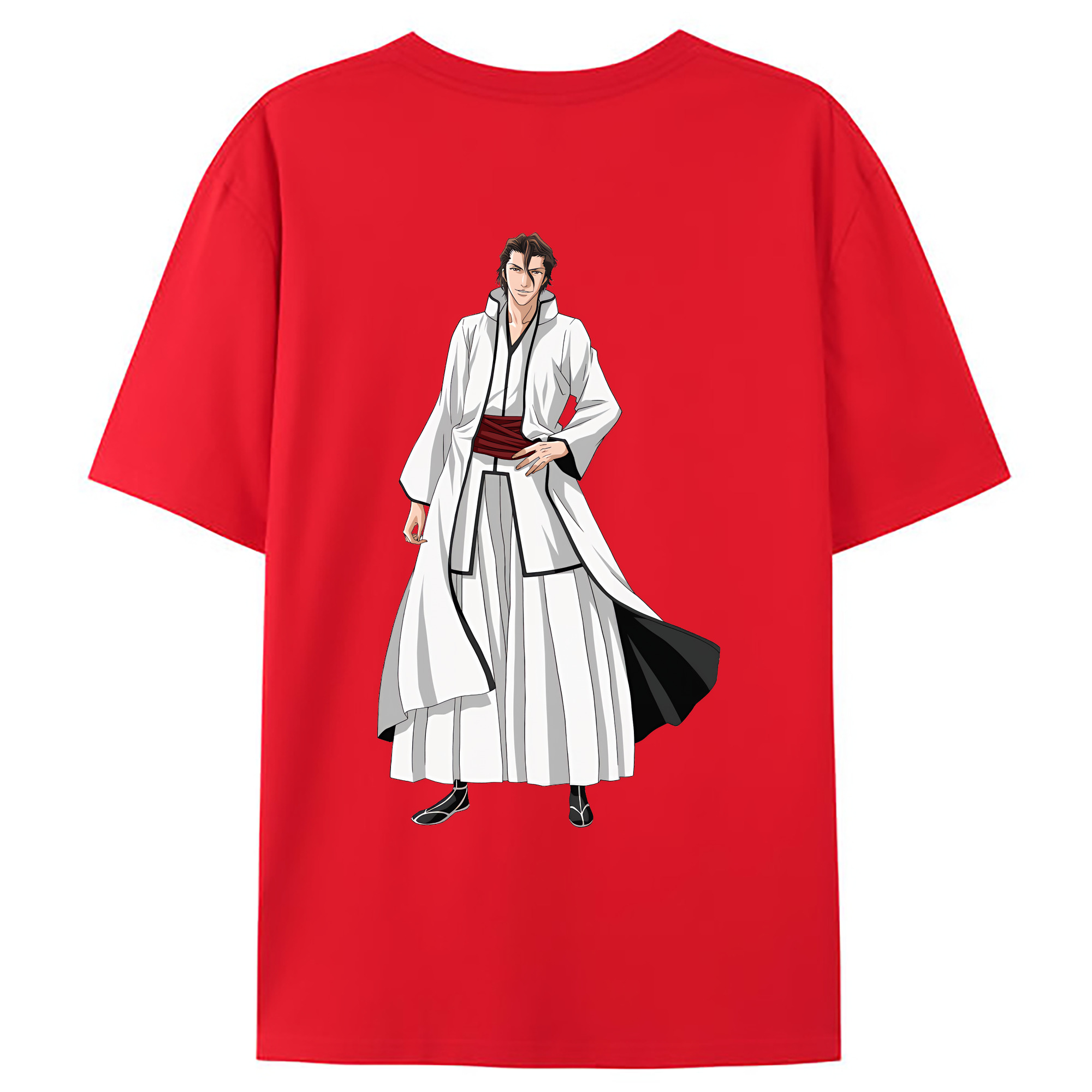 （画像用） ブリーチ 藍染 惣右介（あいぜん そうすけ） BLEACH Aizen Sousuke 綿100％ メンズ半袖Tシャツ（バックプリント） 通気性