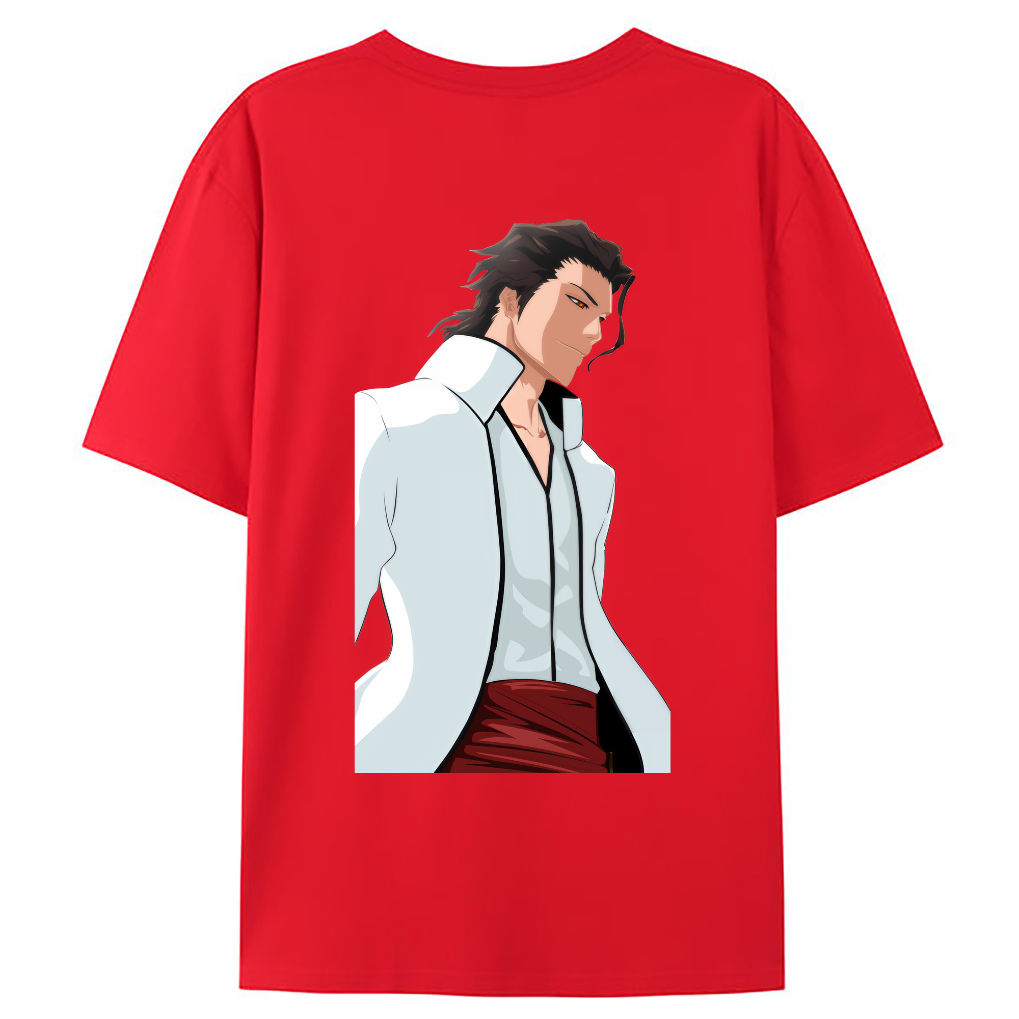 （画像用） ブリーチ 藍染 惣右介（あいぜん そうすけ） BLEACH Aizen Sousuke 綿100％ メンズ半袖Tシャツ（バックプリント） 通気性