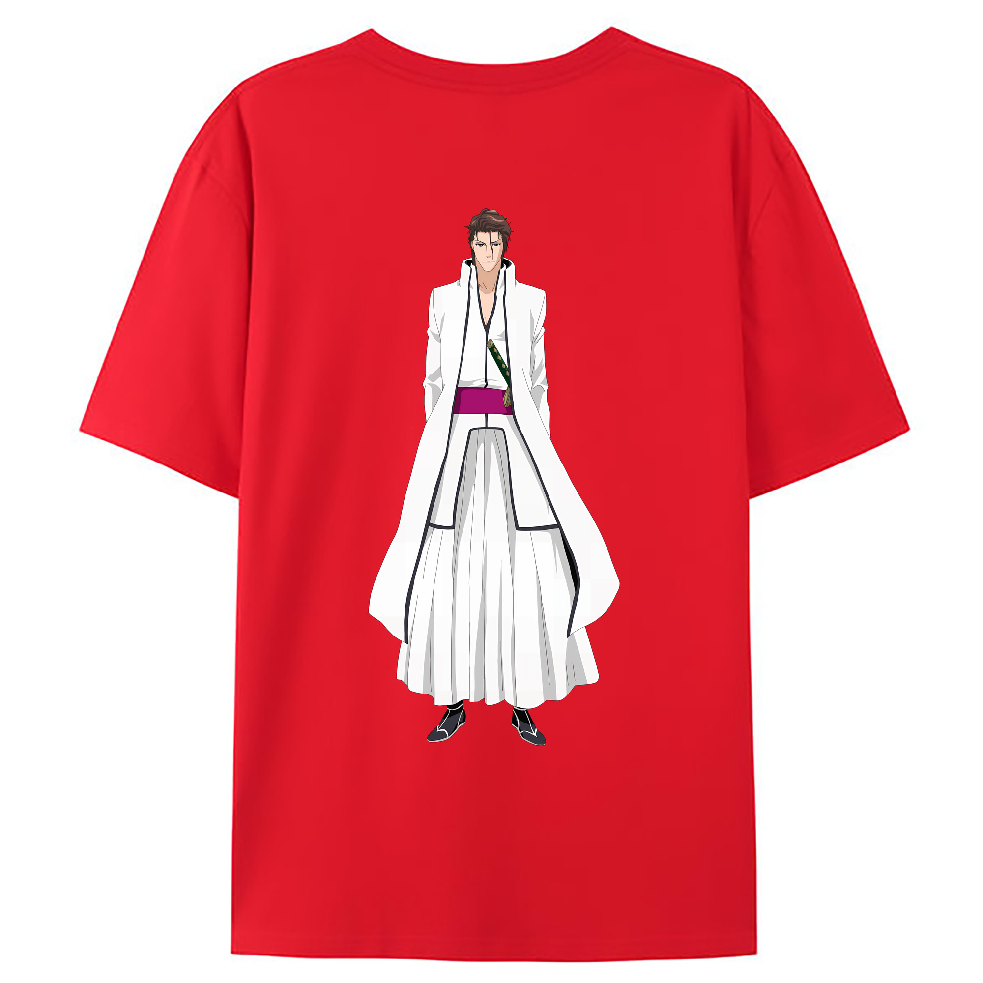 （画像用） ブリーチ 藍染 惣右介（あいぜん そうすけ） BLEACH Aizen Sousuke 綿100％ メンズ半袖Tシャツ（バックプリント） 通気性