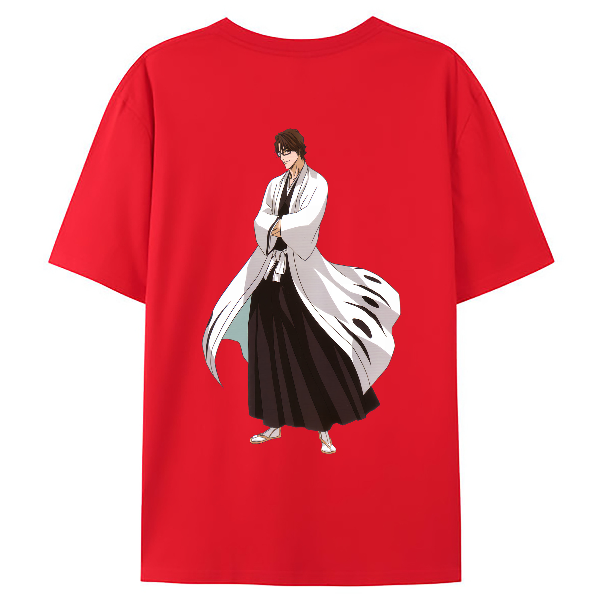 （画像用） ブリーチ 藍染 惣右介（あいぜん そうすけ） BLEACH Aizen Sousuke 綿100％ メンズ半袖Tシャツ（バックプリント） 通気性