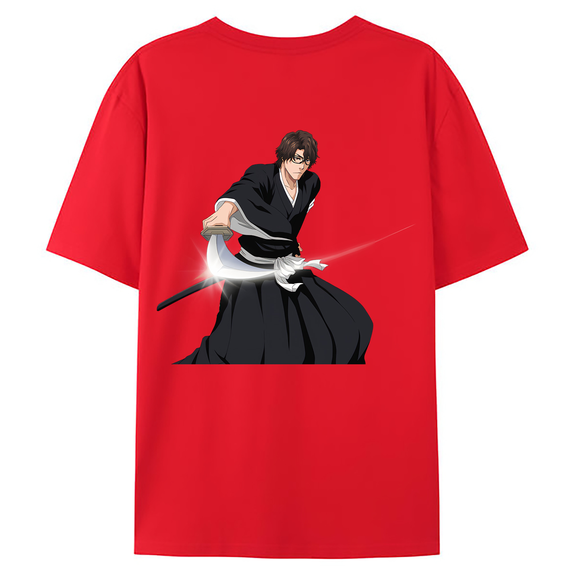 （画像用） ブリーチ 藍染 惣右介（あいぜん そうすけ） BLEACH Aizen Sousuke 綿100％ メンズ半袖Tシャツ（バックプリント） 通気性