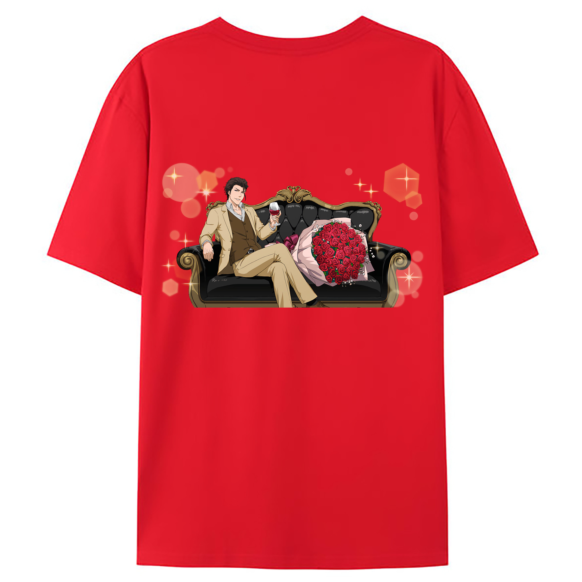 （画像用） ブリーチ 藍染 惣右介（あいぜん そうすけ） BLEACH Aizen Sousuke 綿100％ メンズ半袖Tシャツ（バックプリント） 通気性