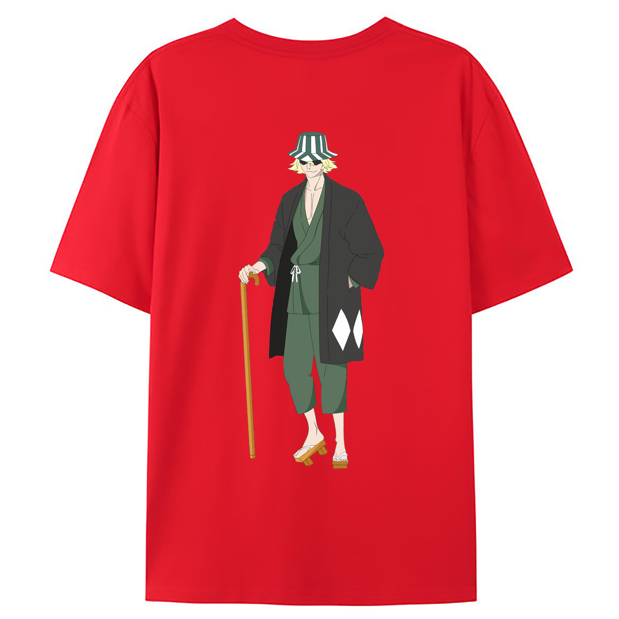 （画像用） "ブリーチ 浦原 喜助（うらはら きすけ） BLEACH Urahara Kisuke " 綿100％ メンズ半袖Tシャツ（バックプリント） 通気性