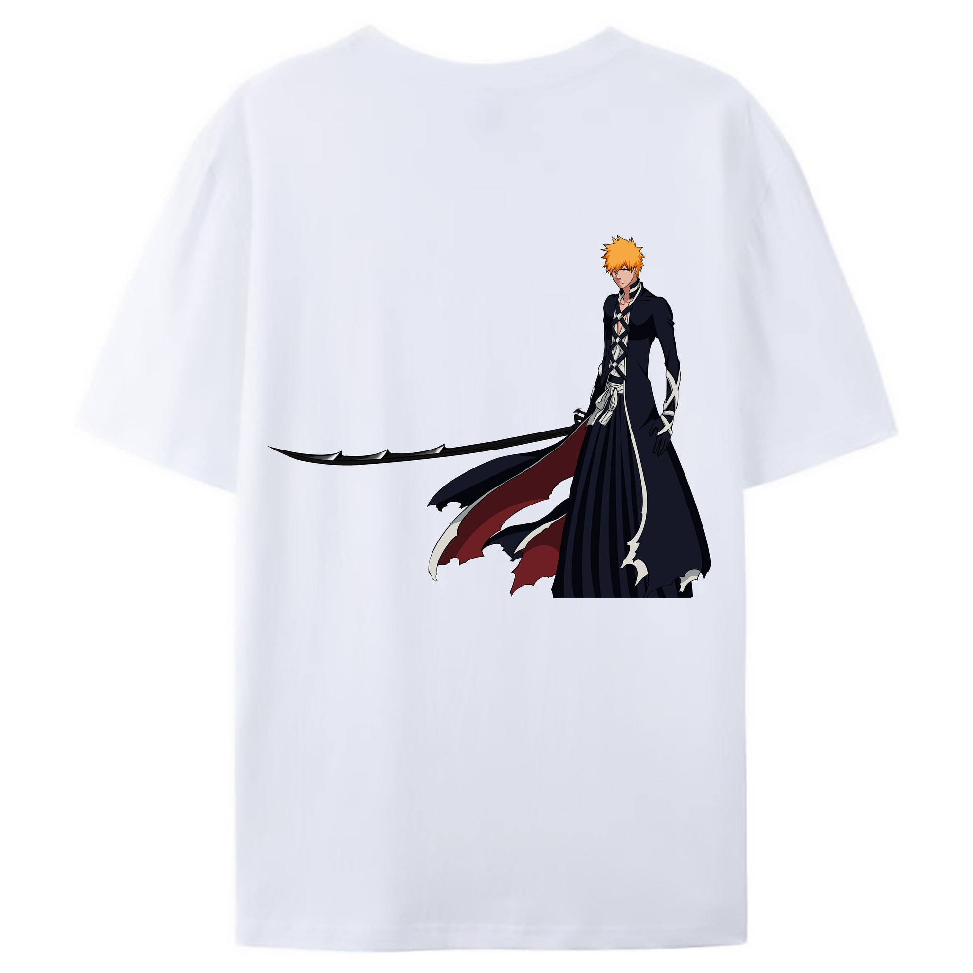 （画像用） ブリーチ 黒崎一護（くろさき いちご）BLEACH Kurosaki Ichigo 綿100％ メンズ半袖Tシャツ（バックプリント） 通気性