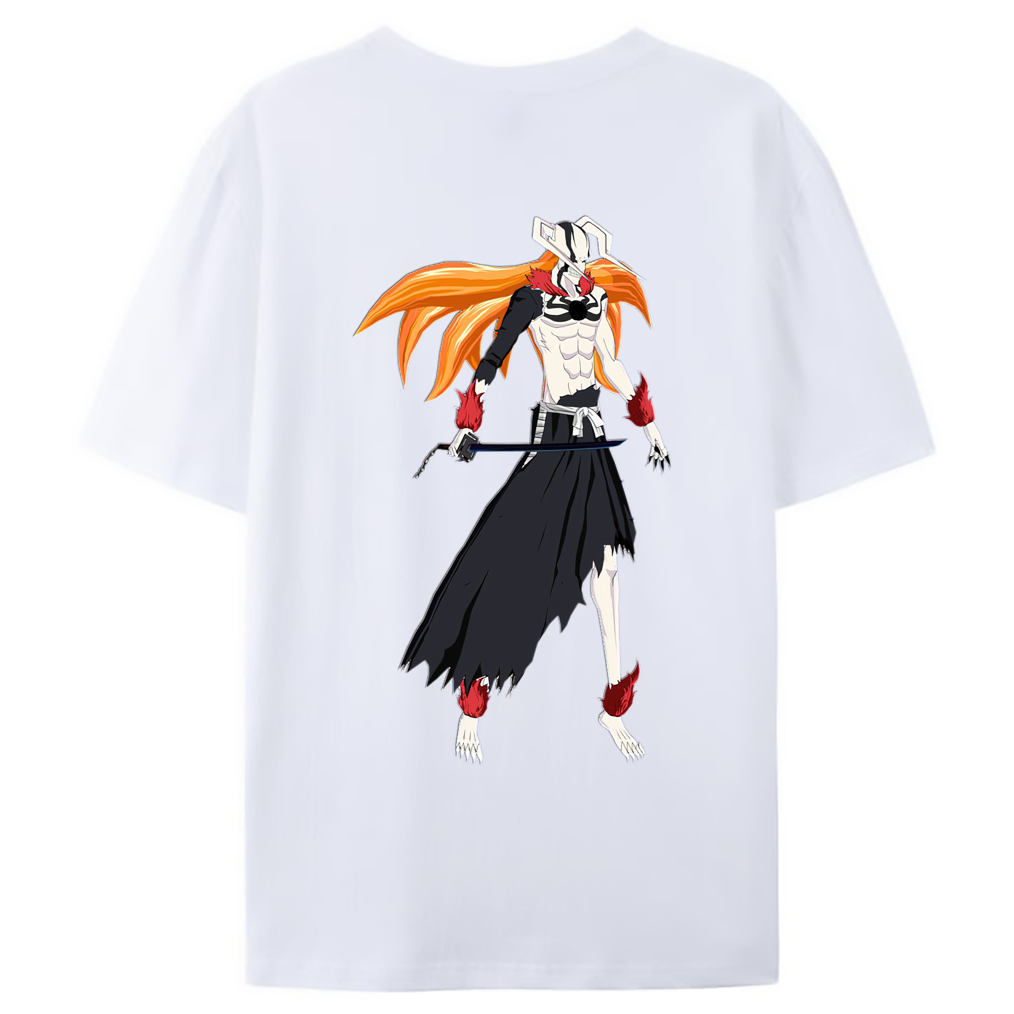 （画像用） ブリーチ 黒崎一護（くろさき いちご）BLEACH Kurosaki Ichigo 綿100％ メンズ半袖Tシャツ（バックプリント） 通気性