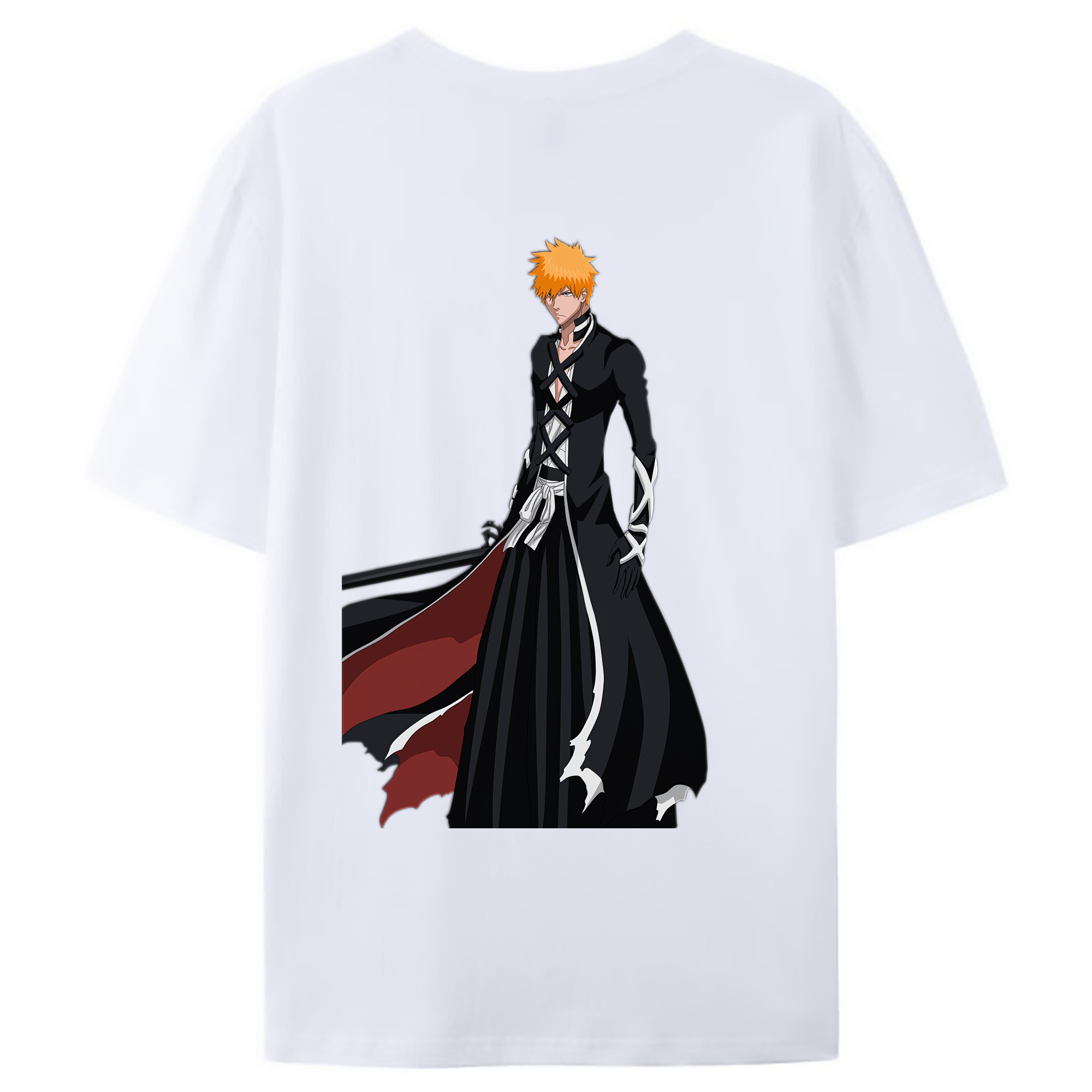 （画像用） ブリーチ 黒崎一護（くろさき いちご）BLEACH Kurosaki Ichigo 綿100％ メンズ半袖Tシャツ（バックプリント） 通気性