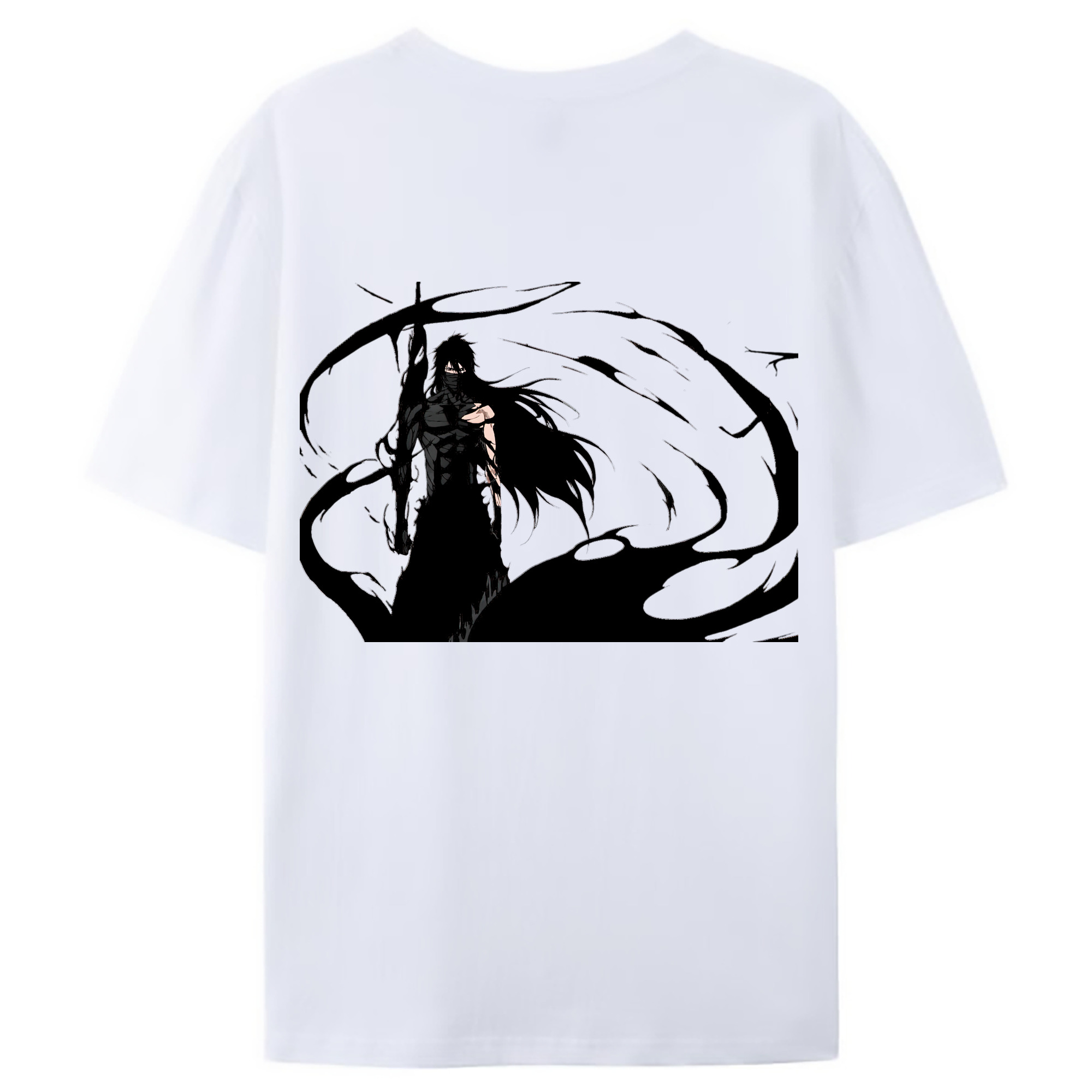 （画像用） ブリーチ 黒崎一護（くろさき いちご）BLEACH Kurosaki Ichigo 綿100％ メンズ半袖Tシャツ（バックプリント） 通気性