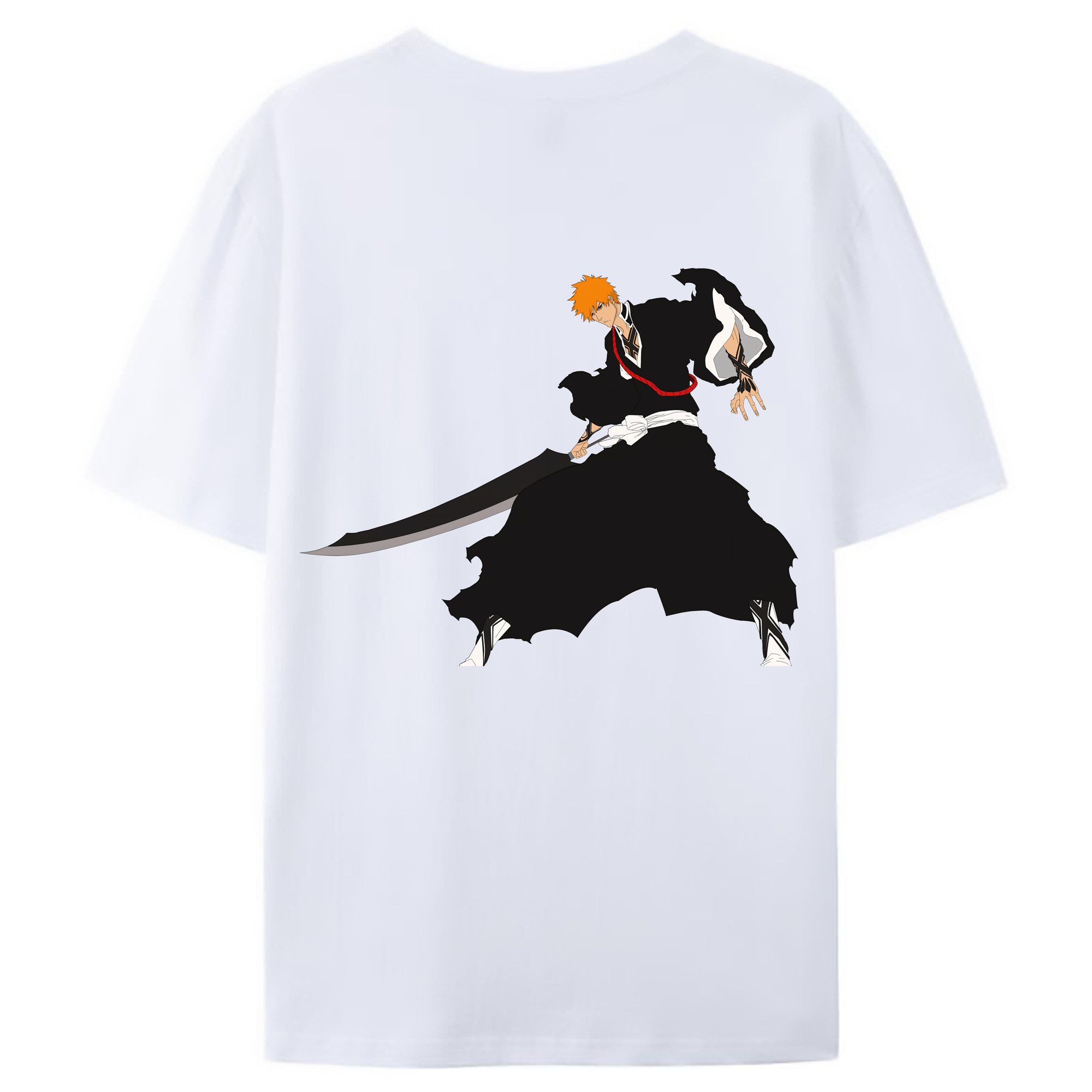 （画像用） ブリーチ 黒崎一護（くろさき いちご）BLEACH Kurosaki Ichigo 綿100％ メンズ半袖Tシャツ（バックプリント） 通気性