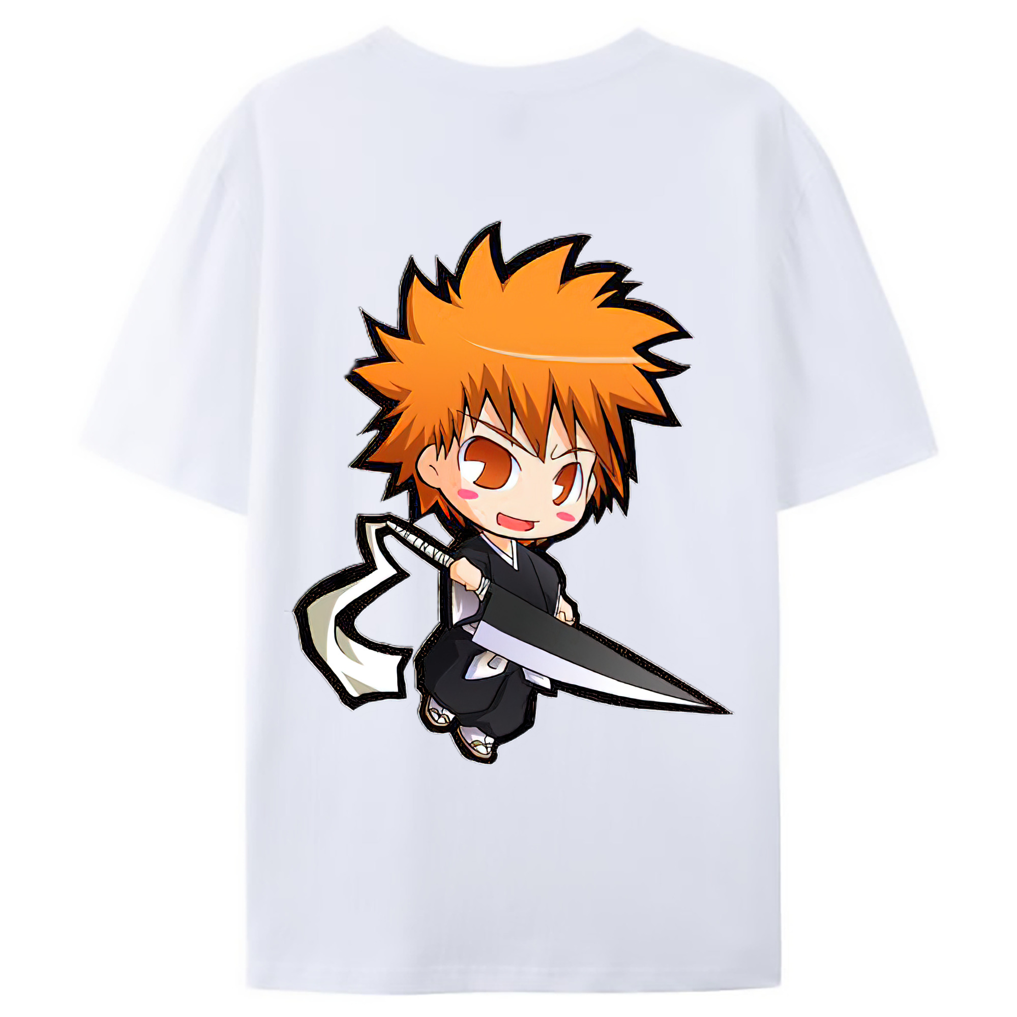 （画像用） ブリーチ 黒崎一護（くろさき いちご）BLEACH Kurosaki Ichigo 綿100％ メンズ半袖Tシャツ（バックプリント） 通気性