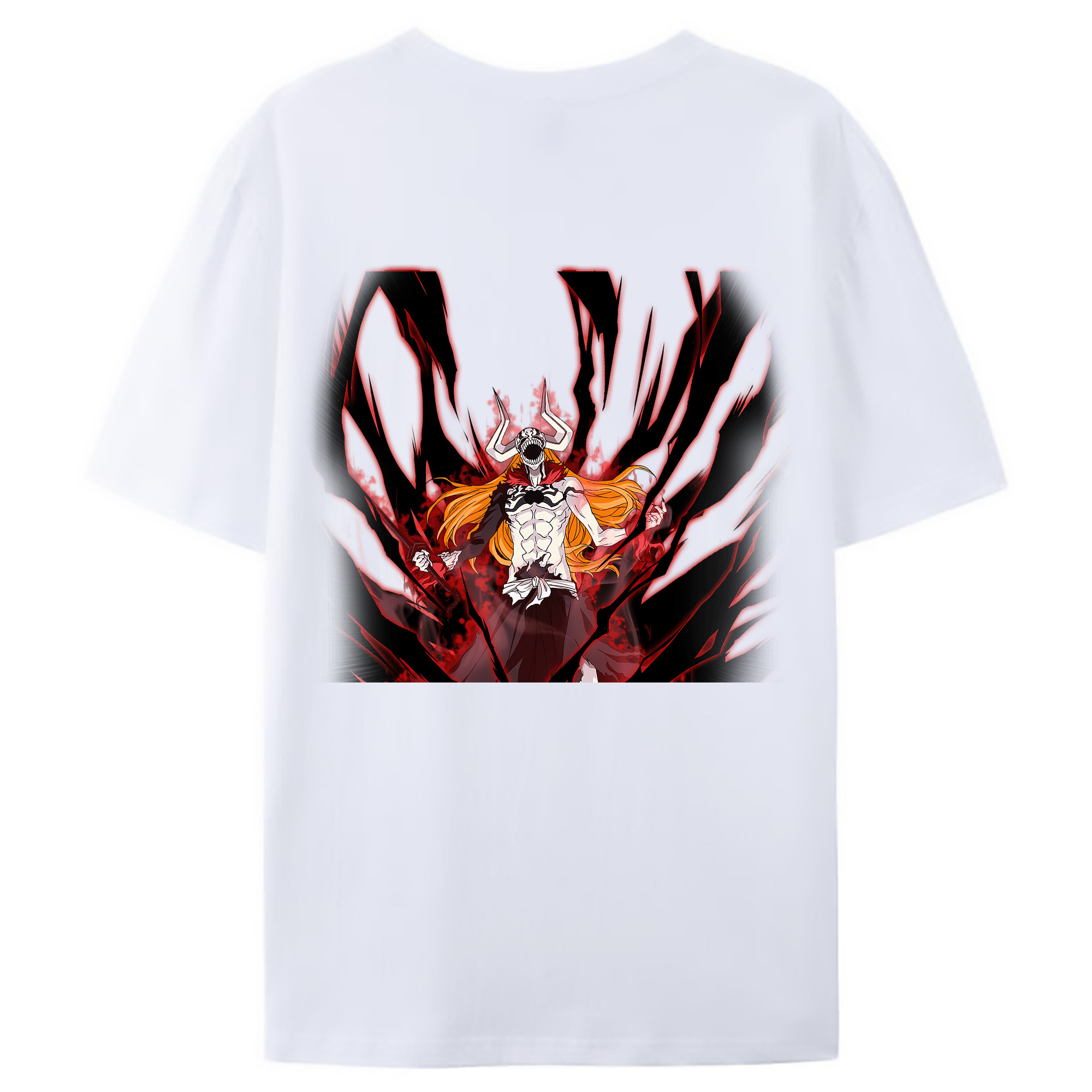 （画像用） ブリーチ 黒崎一護（くろさき いちご）BLEACH Kurosaki Ichigo 綿100％ メンズ半袖Tシャツ（バックプリント） 通気性
