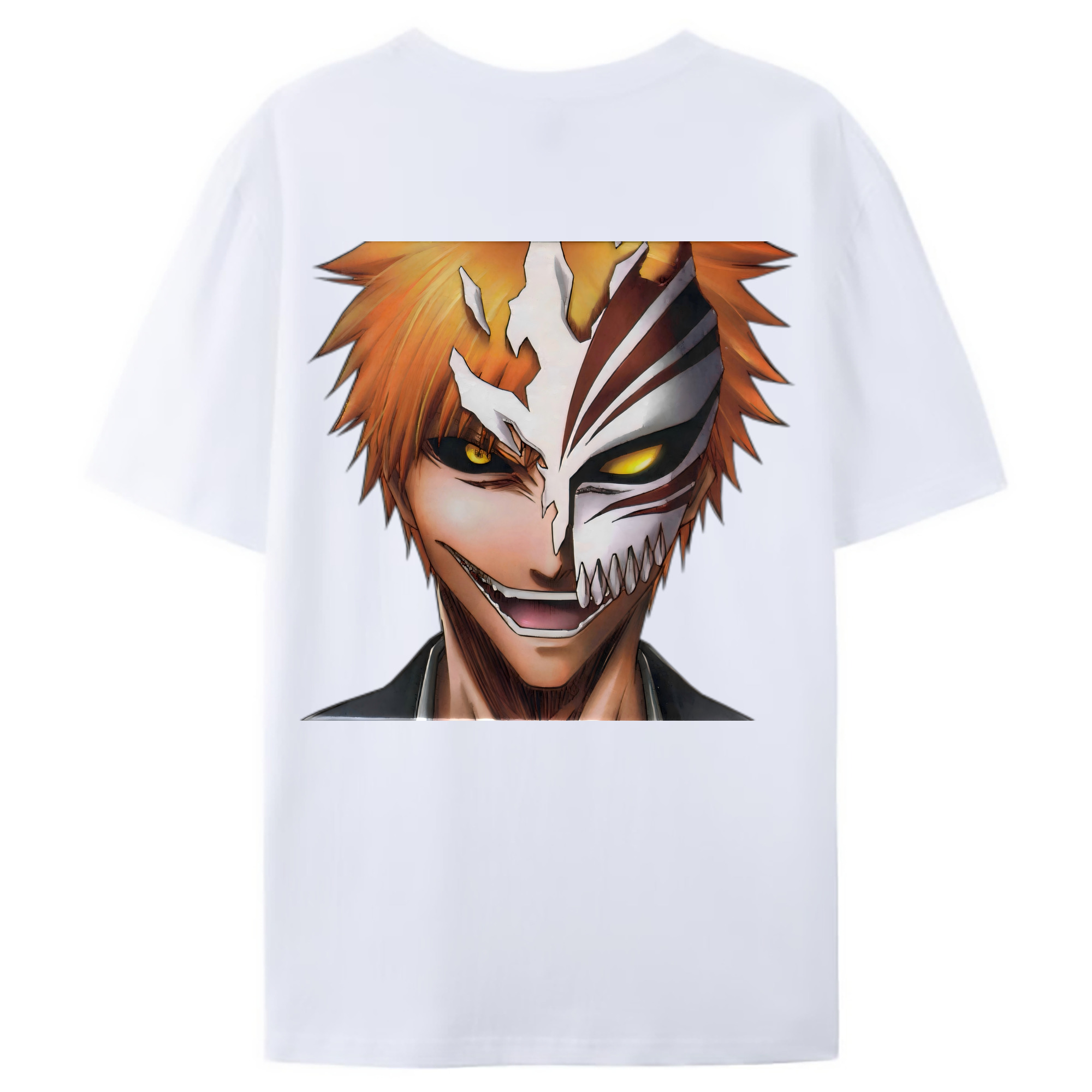 （画像用） ブリーチ 黒崎一護（くろさき いちご）BLEACH Kurosaki Ichigo 綿100％ メンズ半袖Tシャツ（バックプリント） 通気性