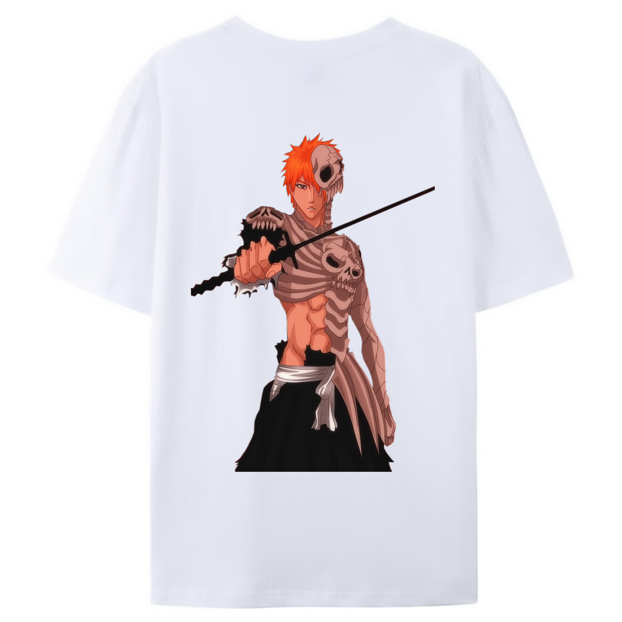 （画像用） ブリーチ 黒崎一護（くろさき いちご）BLEACH Kurosaki Ichigo 綿100％ メンズ半袖Tシャツ（バックプリント） 通気性