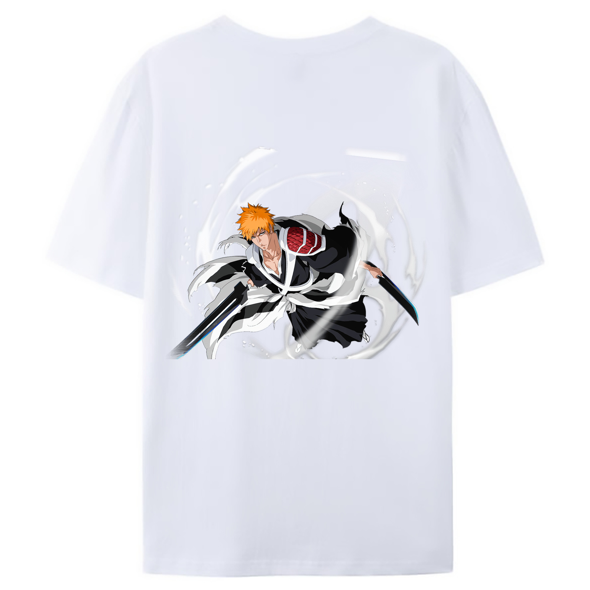 （画像用） ブリーチ 黒崎一護（くろさき いちご）BLEACH Kurosaki Ichigo 綿100％ メンズ半袖Tシャツ（バックプリント） 通気性