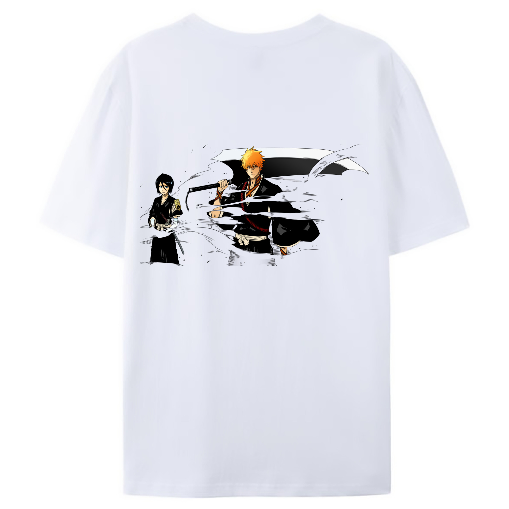 （画像用） ブリーチ 黒崎一護（くろさき いちご）BLEACH Kurosaki Ichigo 綿100％ メンズ半袖Tシャツ（バックプリント） 通気性
