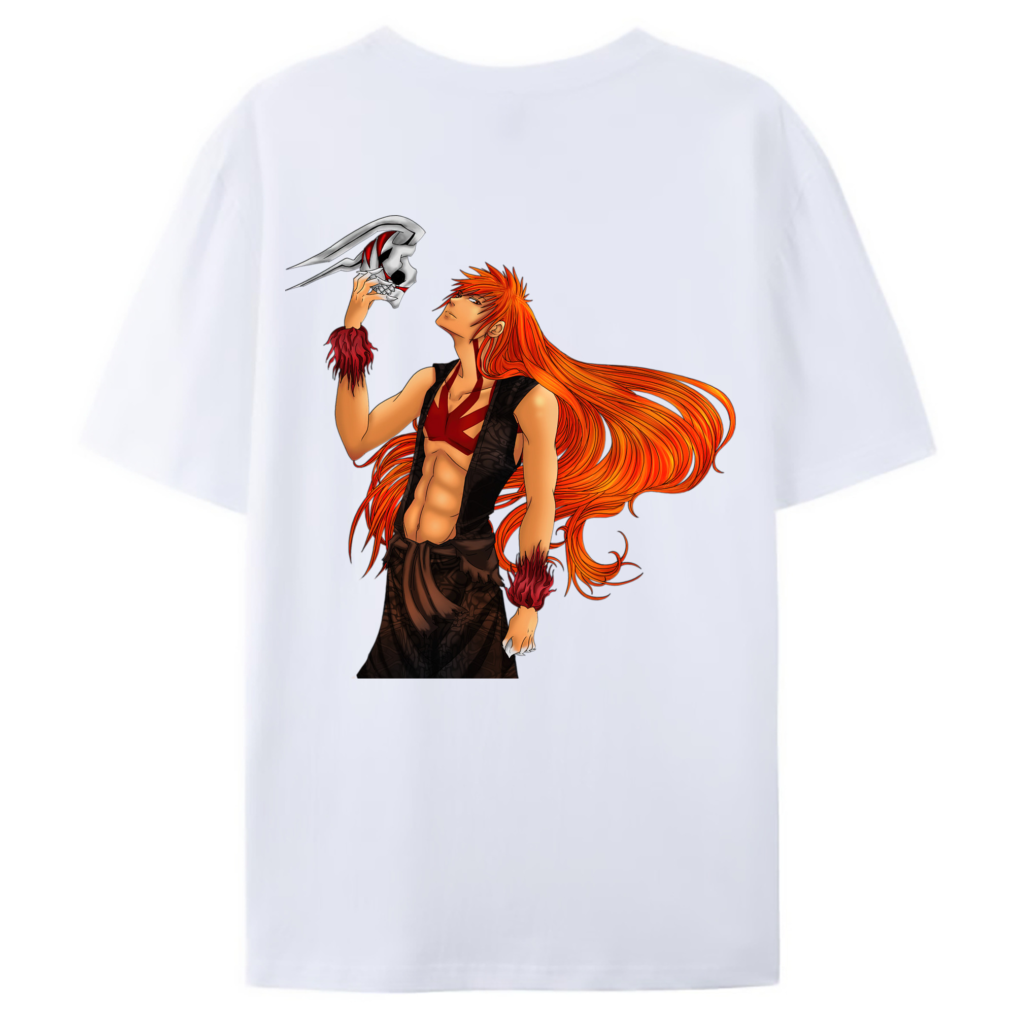 （画像用） ブリーチ 黒崎一護（くろさき いちご）BLEACH Kurosaki Ichigo 綿100％ メンズ半袖Tシャツ（バックプリント） 通気性