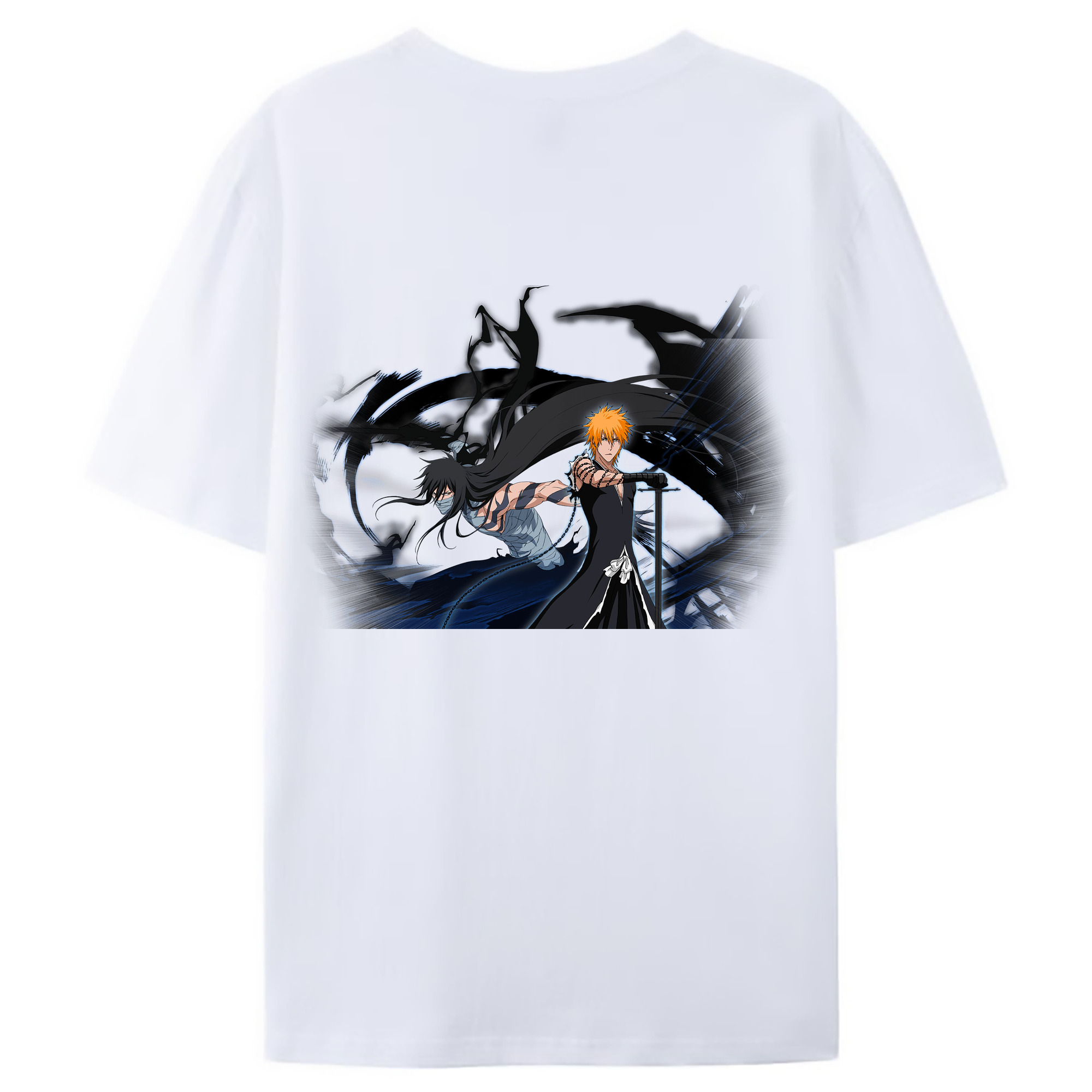 （画像用） ブリーチ 黒崎一護（くろさき いちご）BLEACH Kurosaki Ichigo 綿100％ メンズ半袖Tシャツ（バックプリント） 通気性